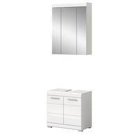 BADMÖBEL-SET weiß Hochglanz 2-teilig 60 cm, Kombination mit Spiegelschrank - Weiß Hochglanz, Glas/Holzwerkstoff (60/191/34cm) - Inn.Furn