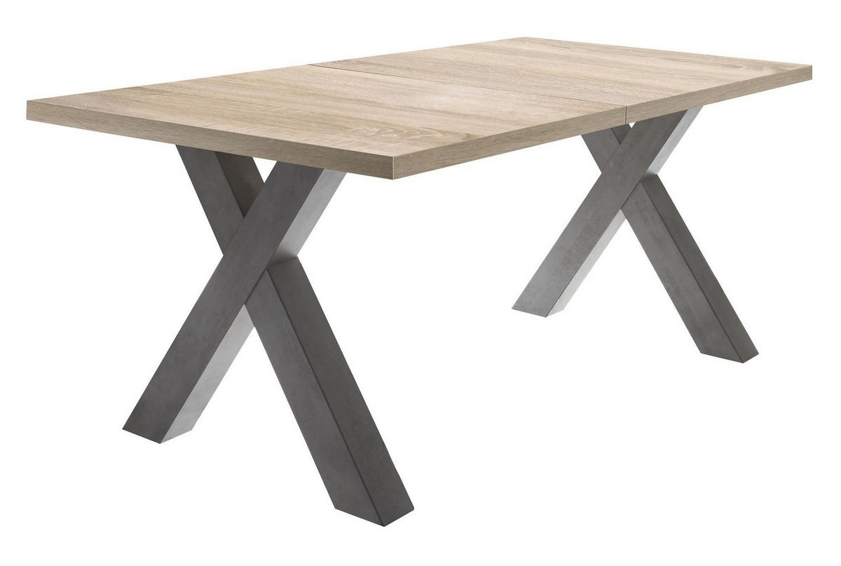 ESSTISCH ausziehbar Eike 3 140 x 90 x 75 Esszimmertisch Graphit/Eiche Sägerau - Sonoma Eiche, Holz (140/90/75cm) - 58aufmkessel