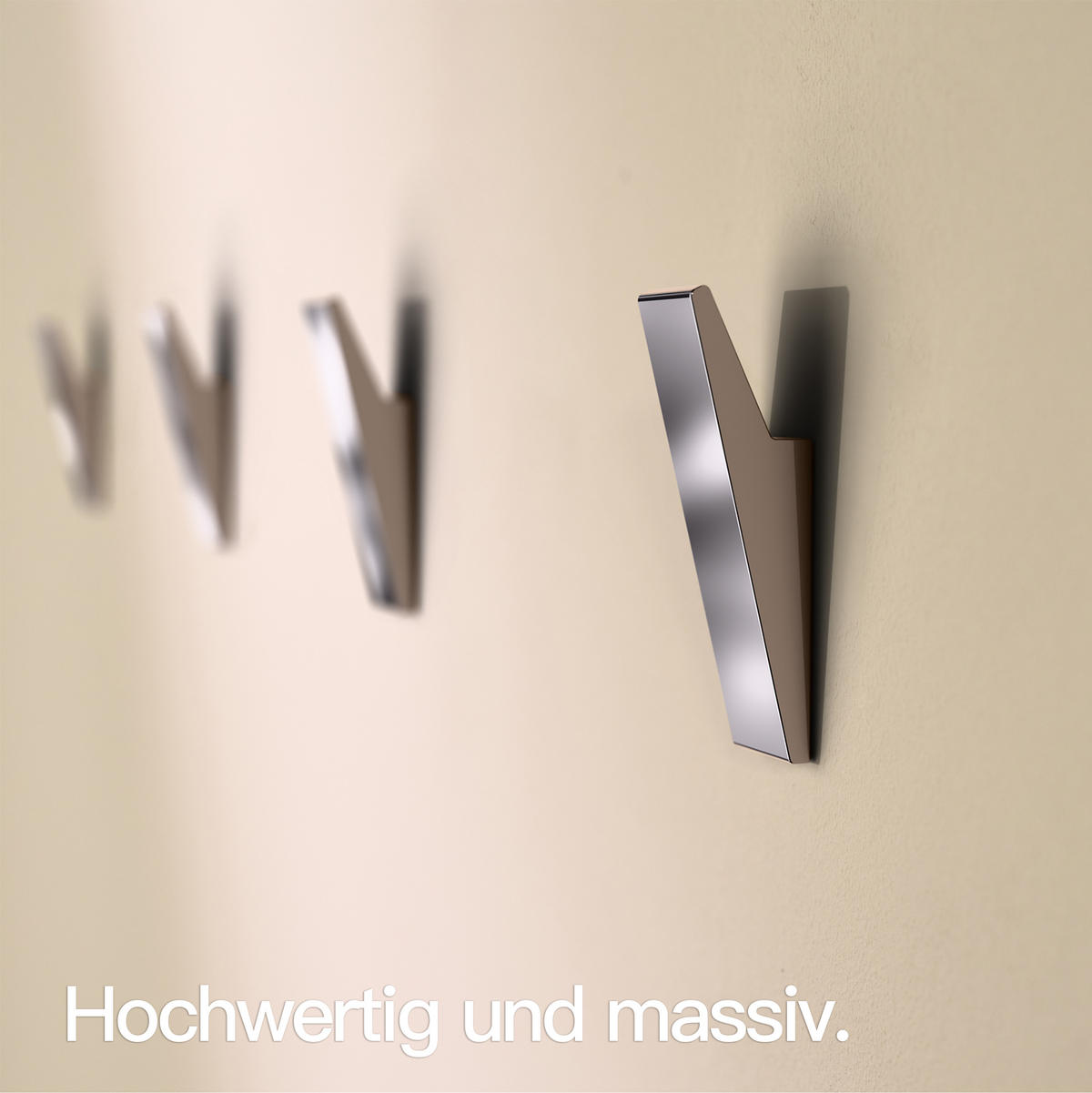 WANDHAKEN OHNE BOHREN Chrom - Chromfarben, Metall (1.7/6.2/1.8cm) - Designfabrik Hamburg