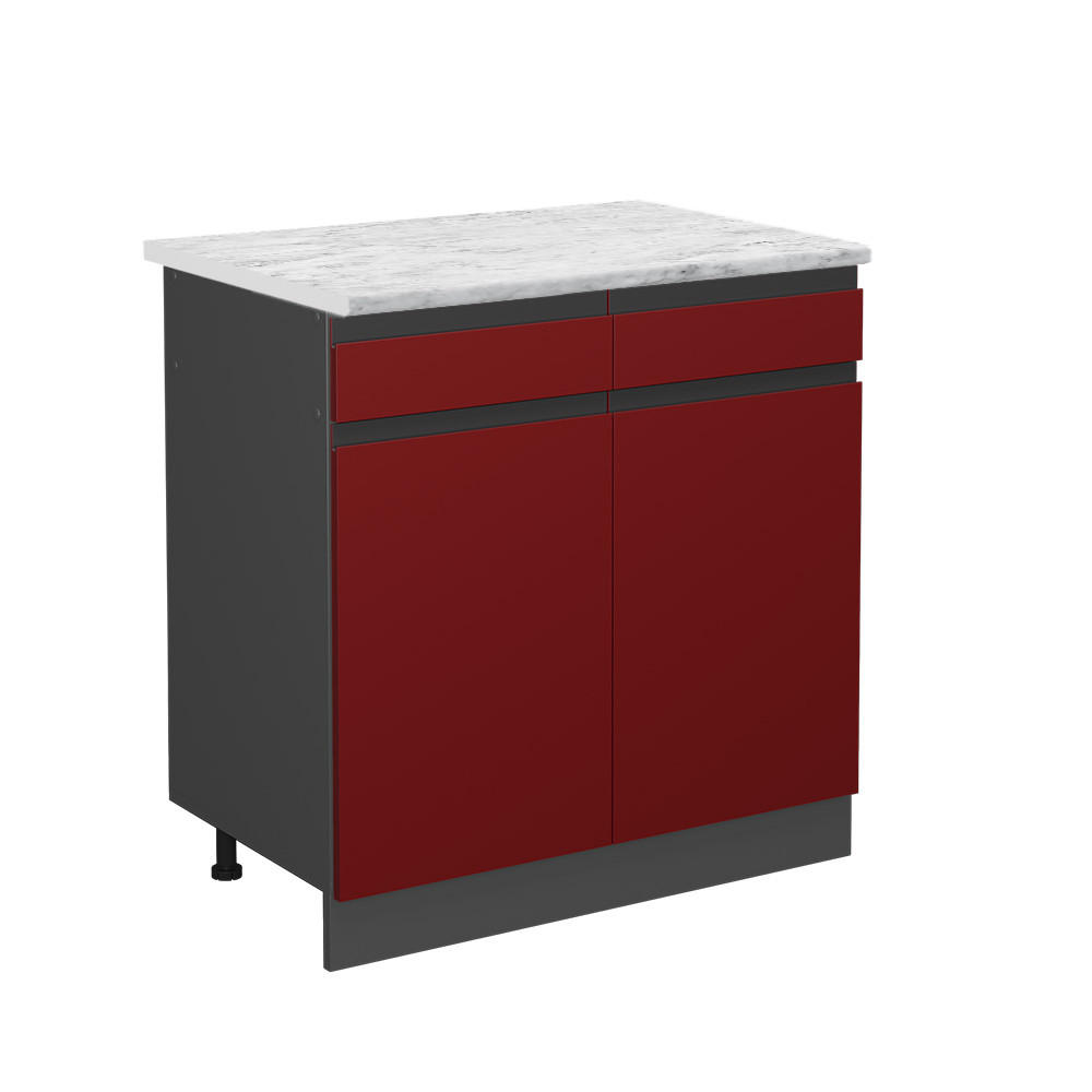 SCHUBLADENSCHRANK R-Line Rot 80 cm AP Marmor - Anthrazit/Rot, Holzwerkstoff (80/81.6/60cm) - Vicco