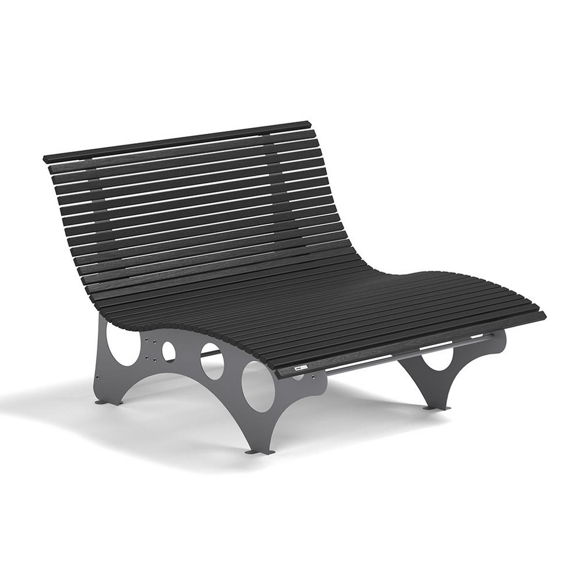 WELLENLIEGE NIRA - Anthrazit, 148 cm - Anthrazit, Holz/Metall (148/105/152cm) - Home Deluxe