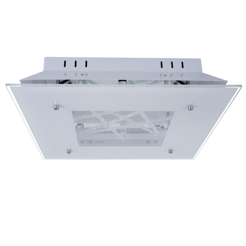 LED DECKENLEUCHTE Metall Kristalloptik Silber - Silberfarben, Glas (40/40/10cm)