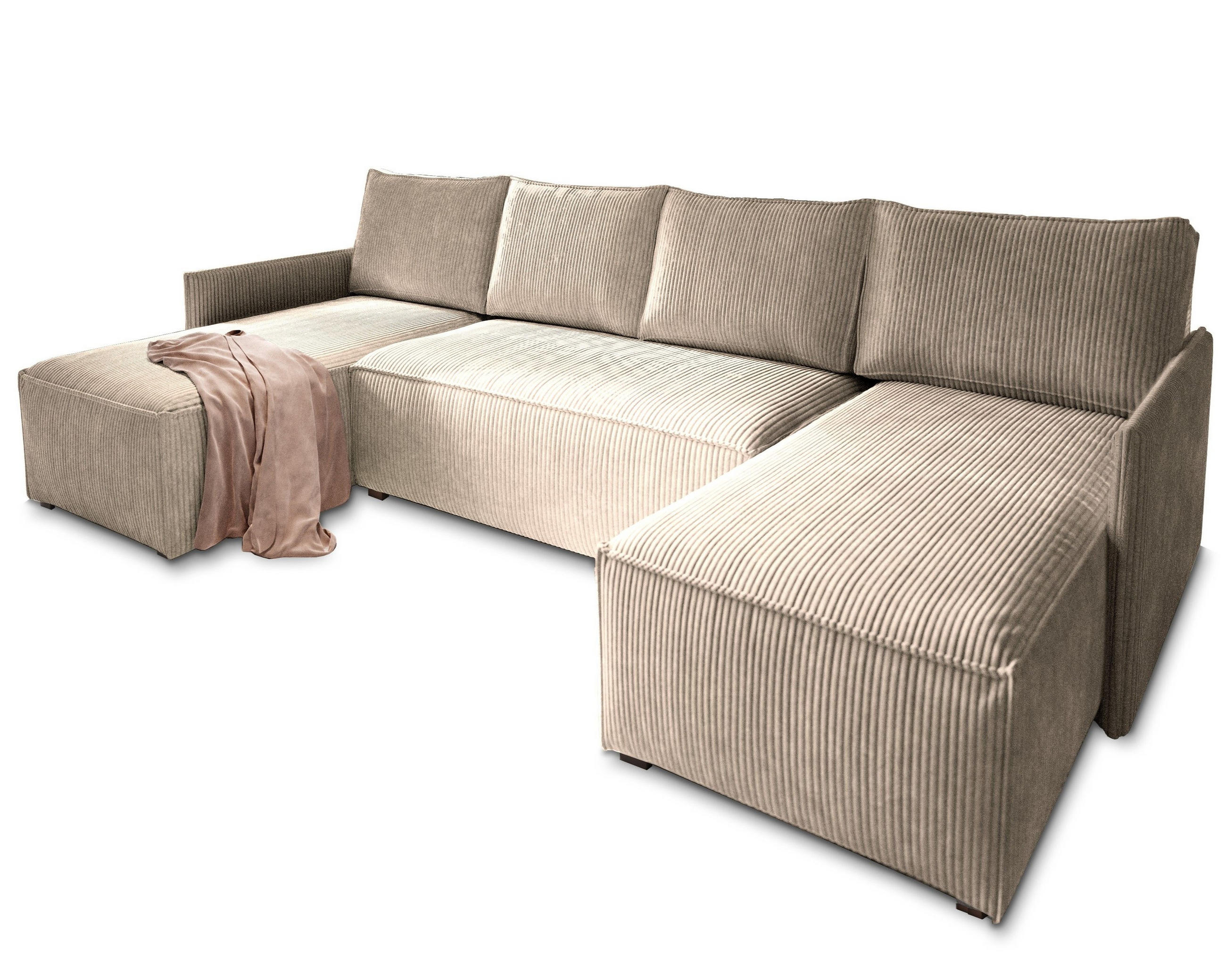 ROHOVÁ SEDAČKA TRES béžová - šedá/béžová, dřevo/textil (271/140cm) - MASSENO