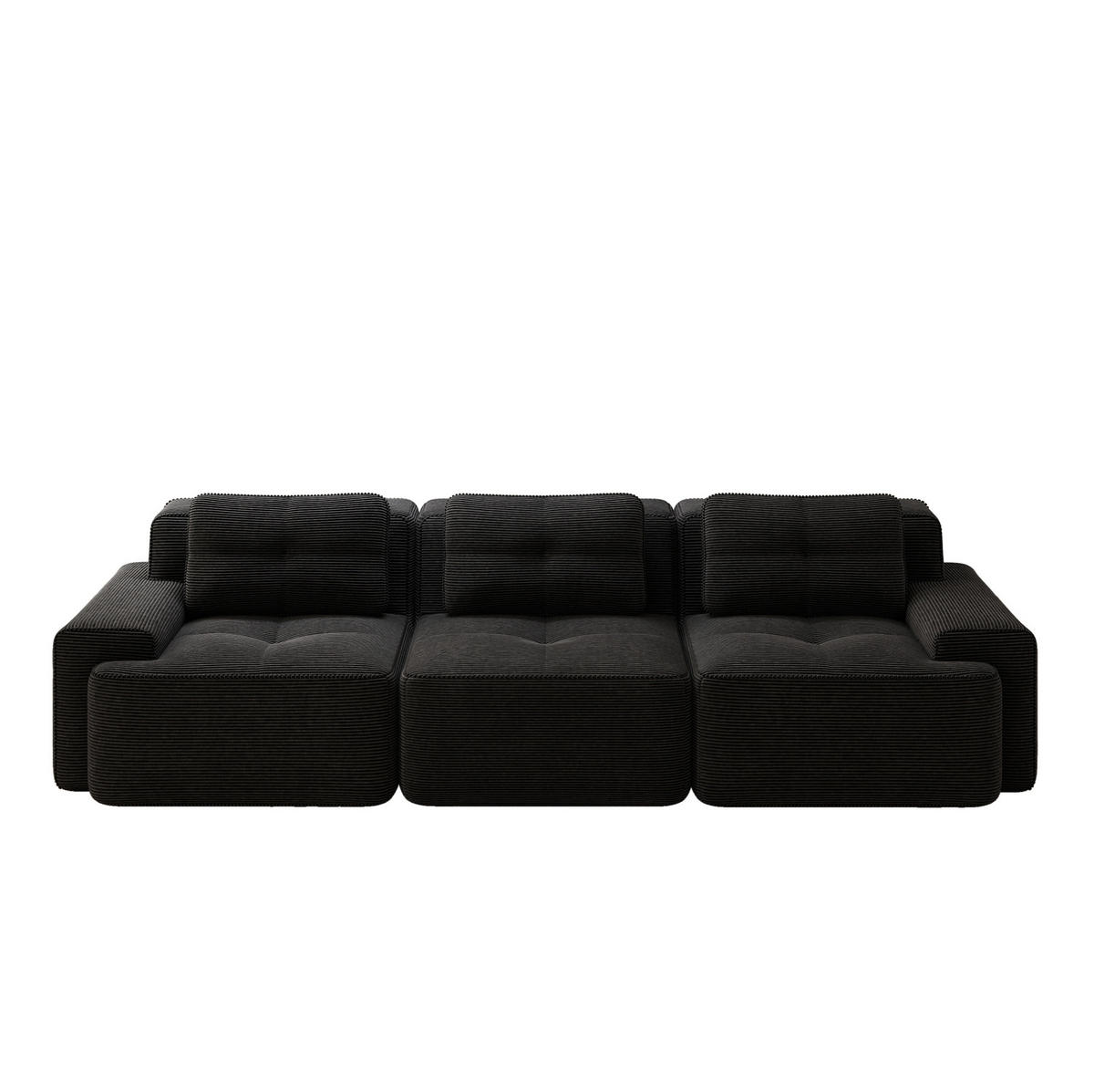 MODULARES Ecksofa mit Cordbezug in Schwarz 293x104x69 cm, tiefe Sitzfläche, ohne Montage - Schwarz, Textil (104/293cm) - IVMEU
