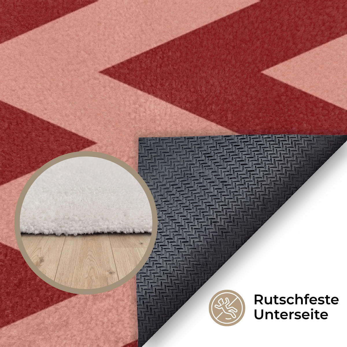 KOBERCE - Cikcak - Pruhy - Vzor - Červená - 80x120 cm - červená, textil/plast (80/0.4cm) - OnlyWow