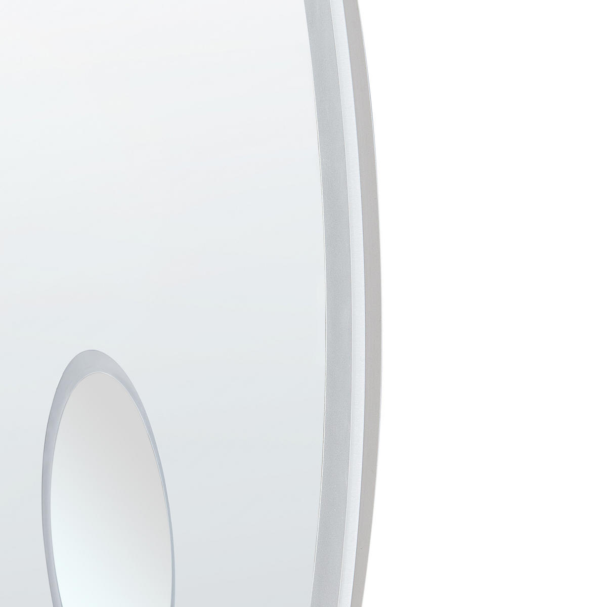 OGLINDĂ DE BAIE CU LED 80/80 cm cu Bluetooth-Lautsprecher argintie Fixin - argintiu, sticlă (80/80/4cm) - Beliani