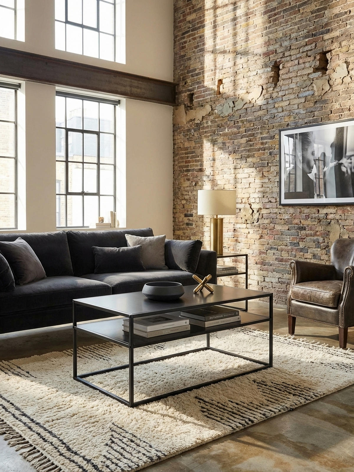 COUCHTISCH Grau Metall, Industrial-Stil mit Stauraum, Robuste Verarbeitung, Maße: 100 x 60 x 45 cm - Schwarz, Metall (60/100/45cm) - KADIMA DESIGN