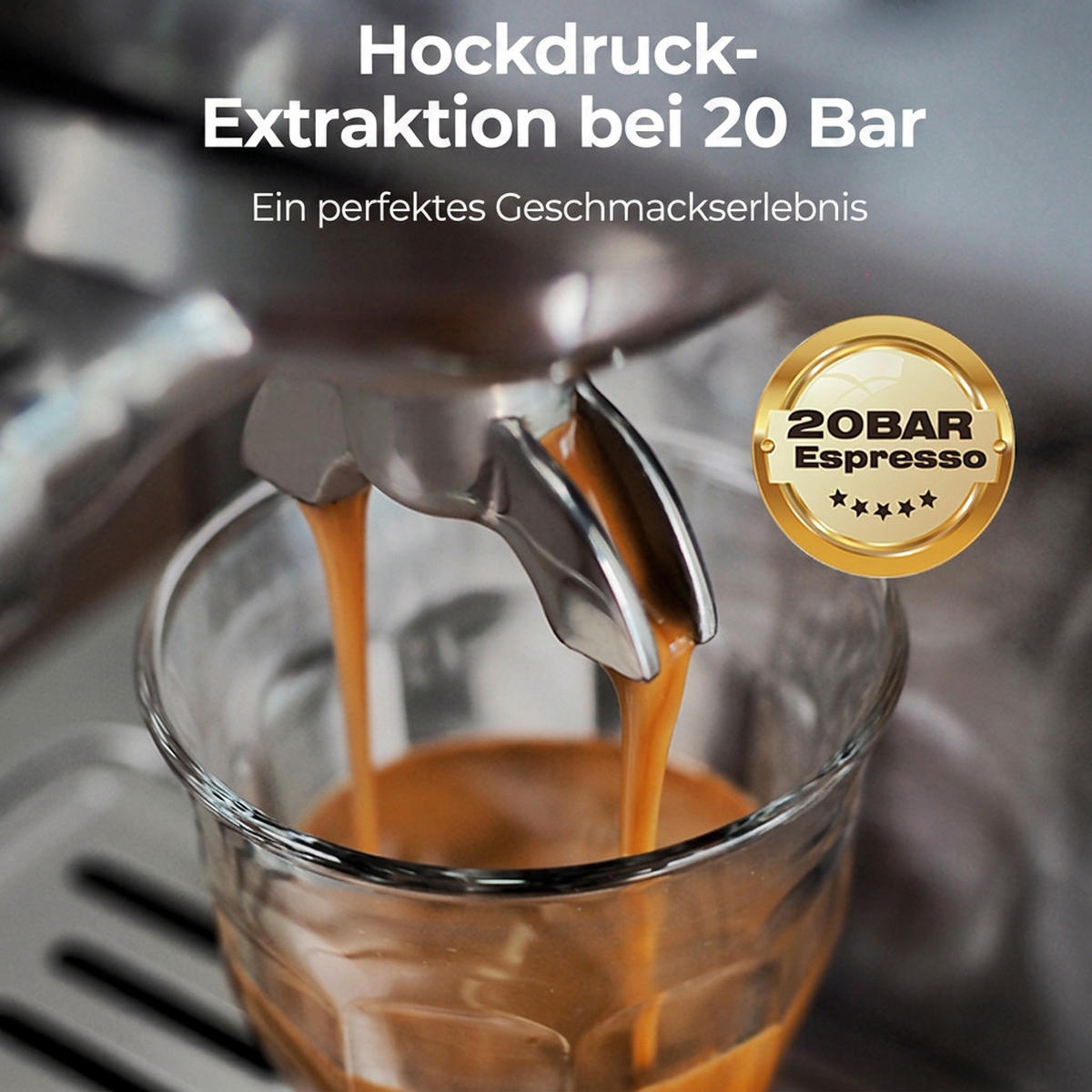 ESPRESSOMASCHINE Siebträger mit 20 Bar, Temperaturregelung und 58 mm Portafilter - Silberfarben, Metall (23/32/26cm) - Korfee