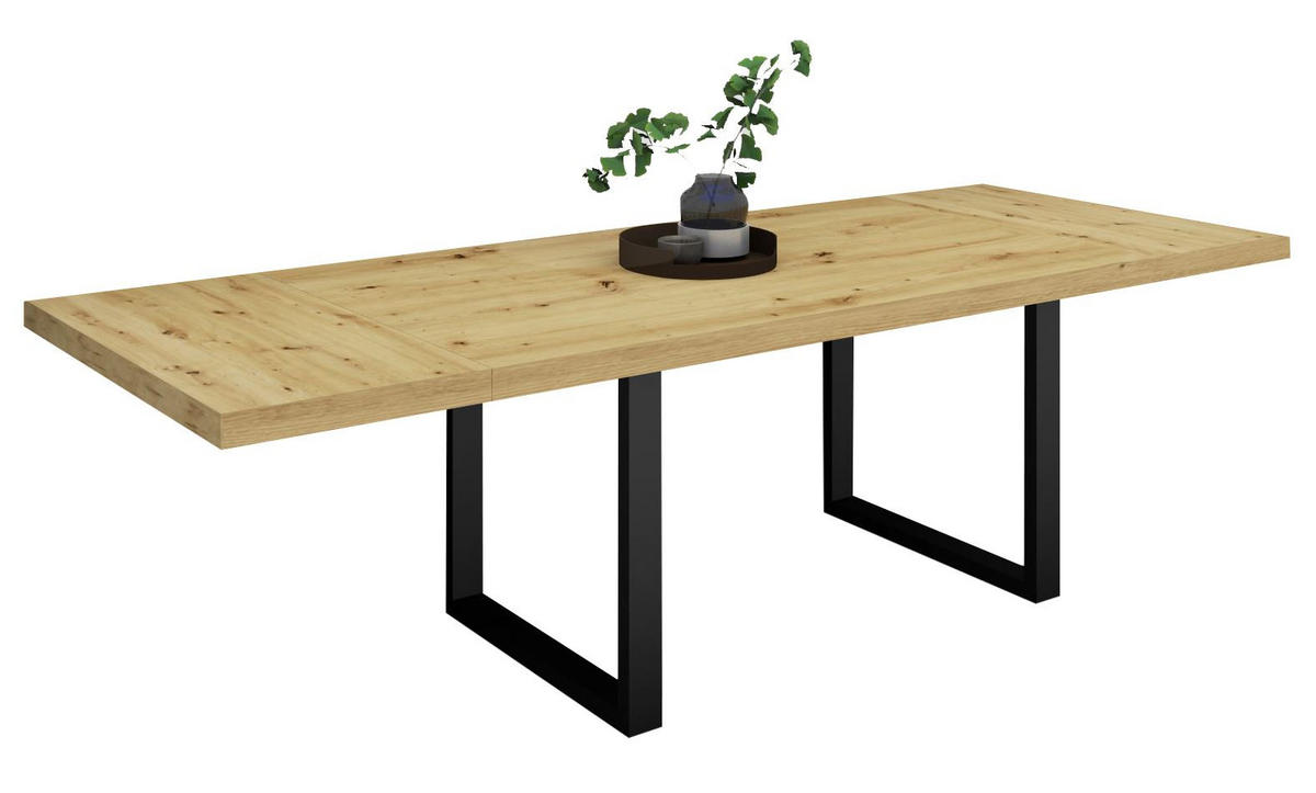 ESSTISCH Elgin 3 175-275x80x100 Metall+Holzwerkstoff Schwarz/Asteiche - Schwarz/Eiche Artisan, Holzwerkstoff (175/100/80cm) - 58aufmkessel