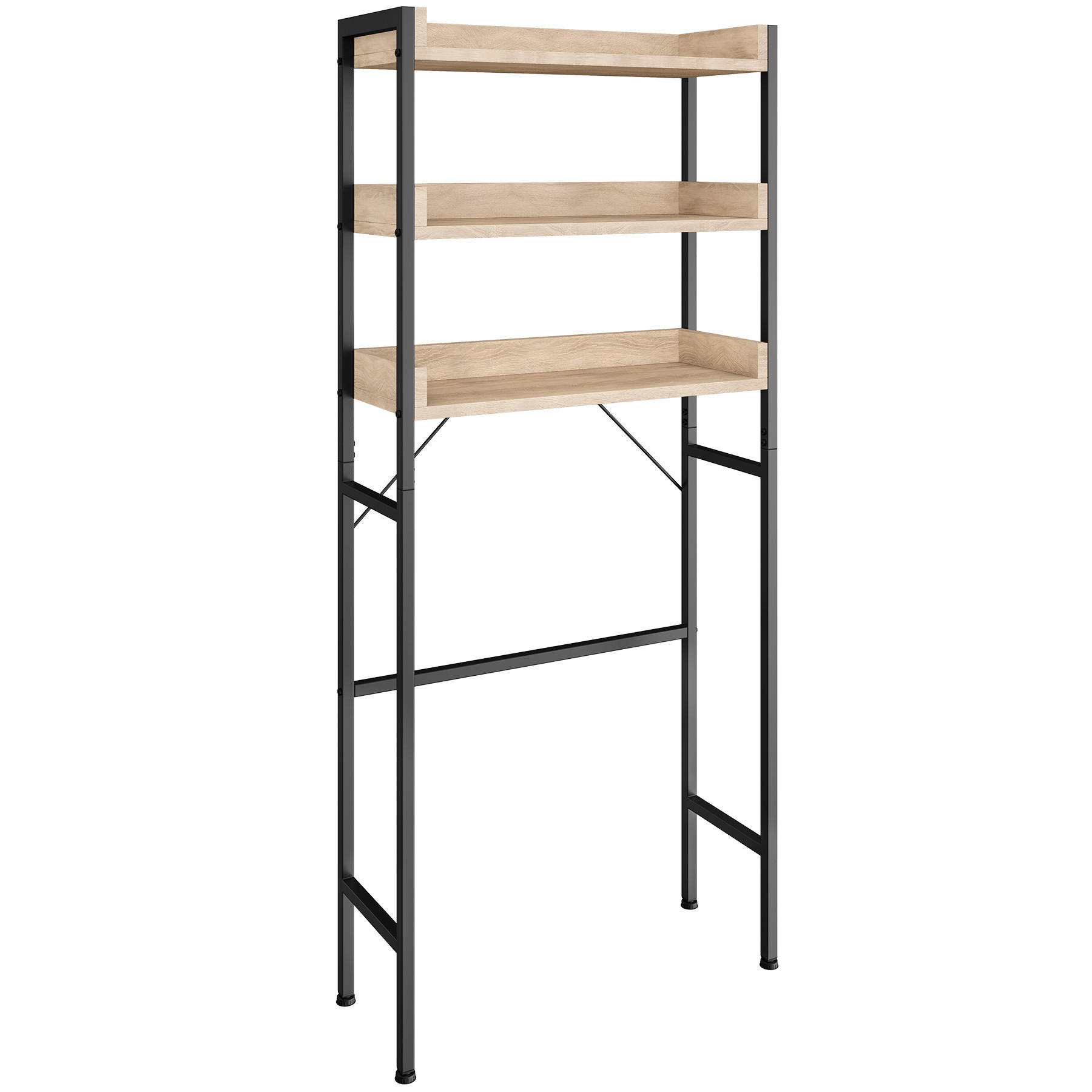 BADEZIMMERREGAL Seattle,inklusive Kippschutz,Industrial Holz hell, Eiche Sonoma - Naturfarben, Holz (63/165/25cm) - tectake