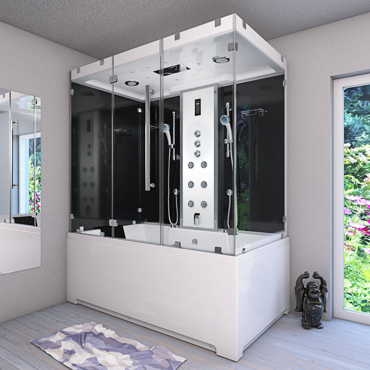 DAMPFDUSCHE Whirlpool K80-SW-TH-A - Schwarz, Glas/Kunststoff (100/180/228cm) - AcquaVapore by Sandra Jentho