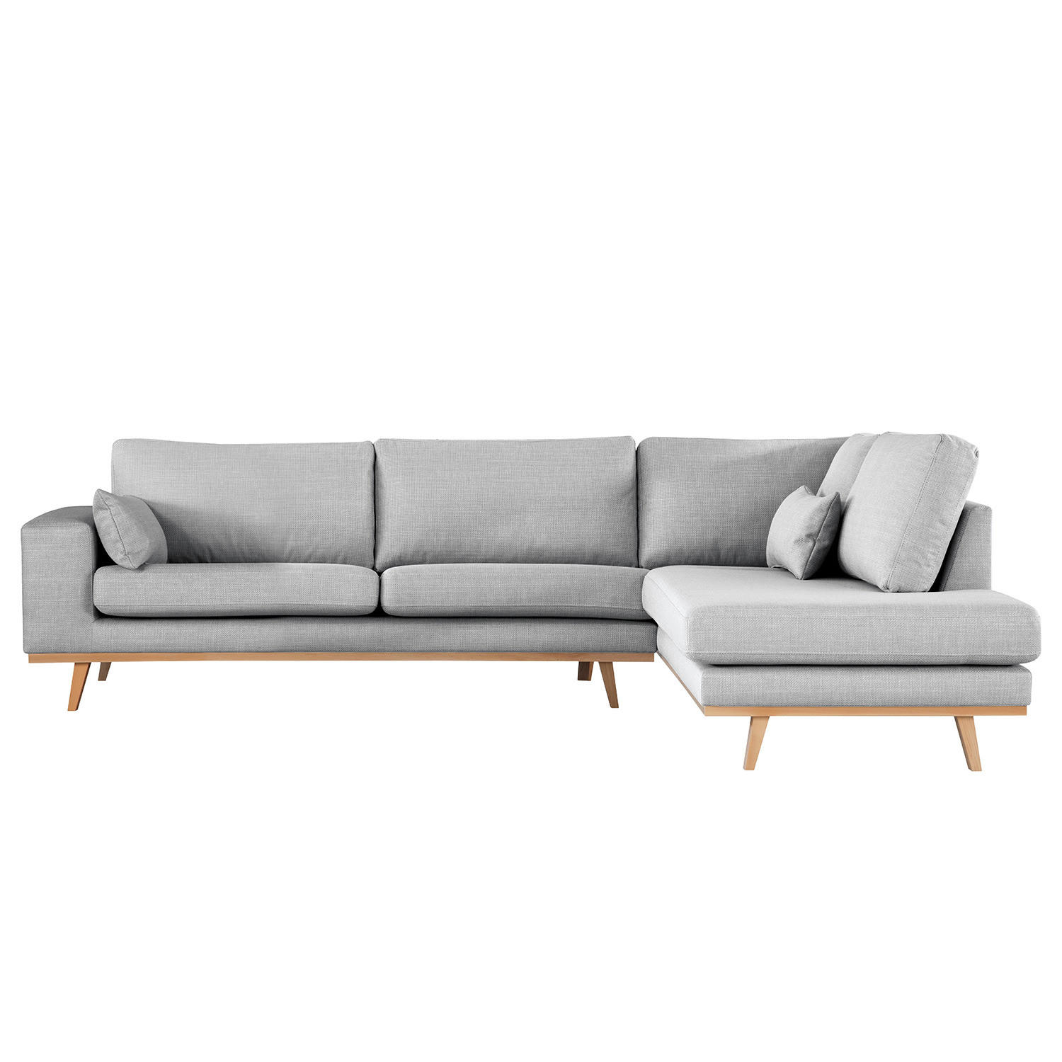 ECKSOFA mit Ottomane - Buchefarben/Hellgrau, Textil (287/219cm) - home24