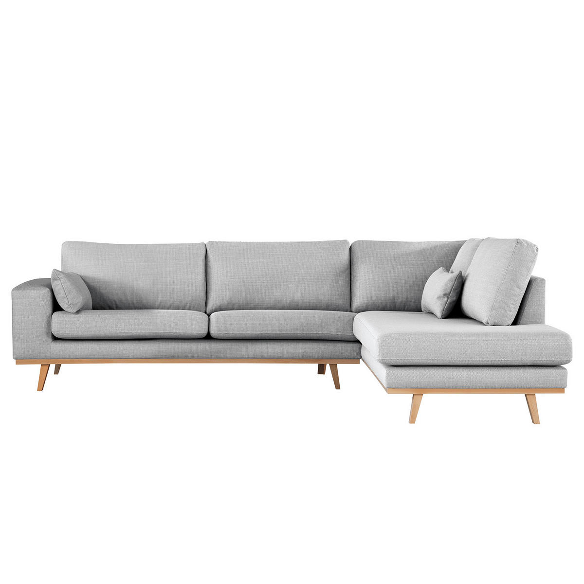 ECKSOFA mit Ottomane - Buchefarben/Hellgrau, Textil (287/219cm) - home24