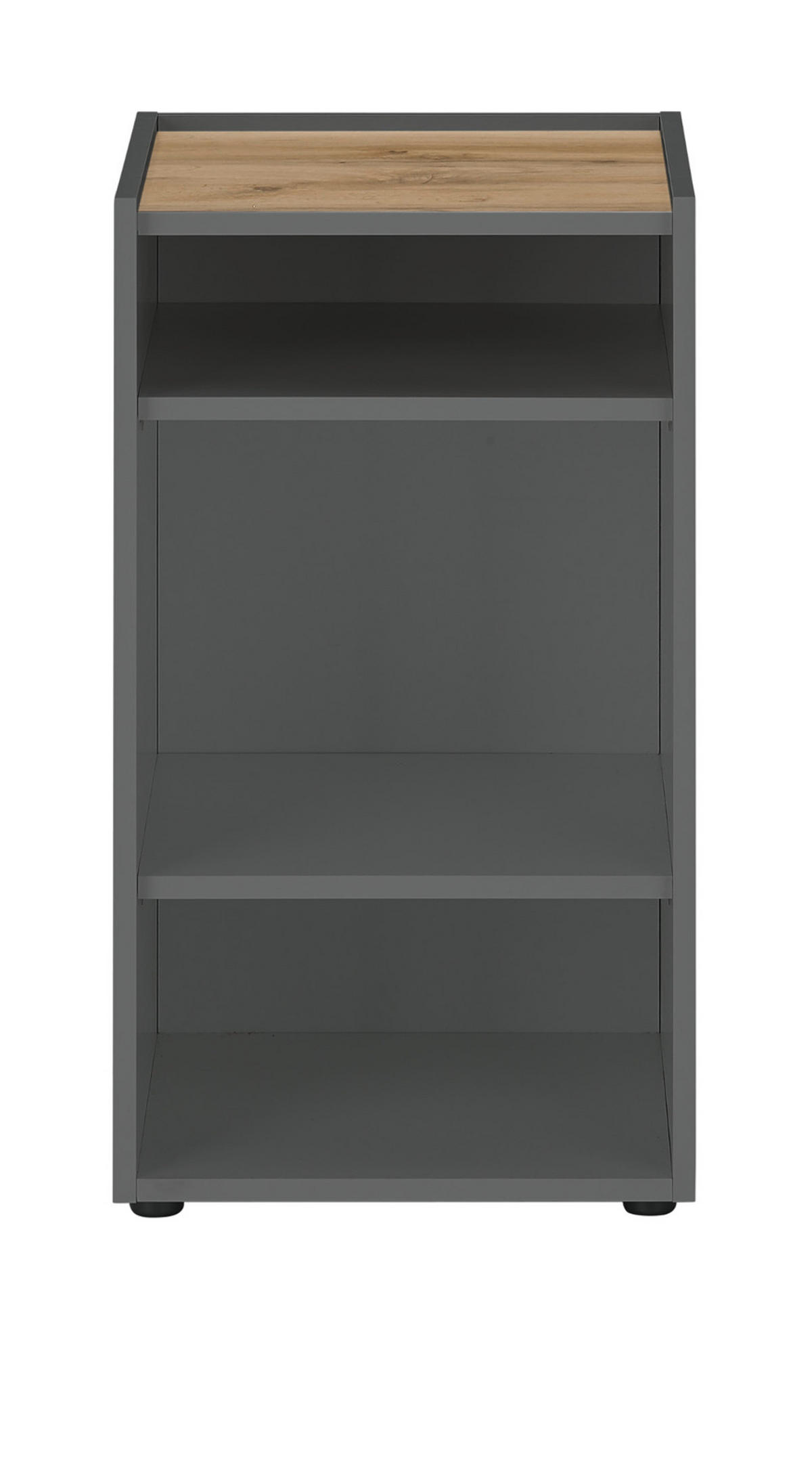 STANDCONTAINER grau matt, Eiche Wotan 40 x 70 cm, Aktenregal mit 3 Fächern - Eiche Wotan/Schwarz, Holzwerkstoff/Kunststoff (40/70/40cm) - Furn.Design