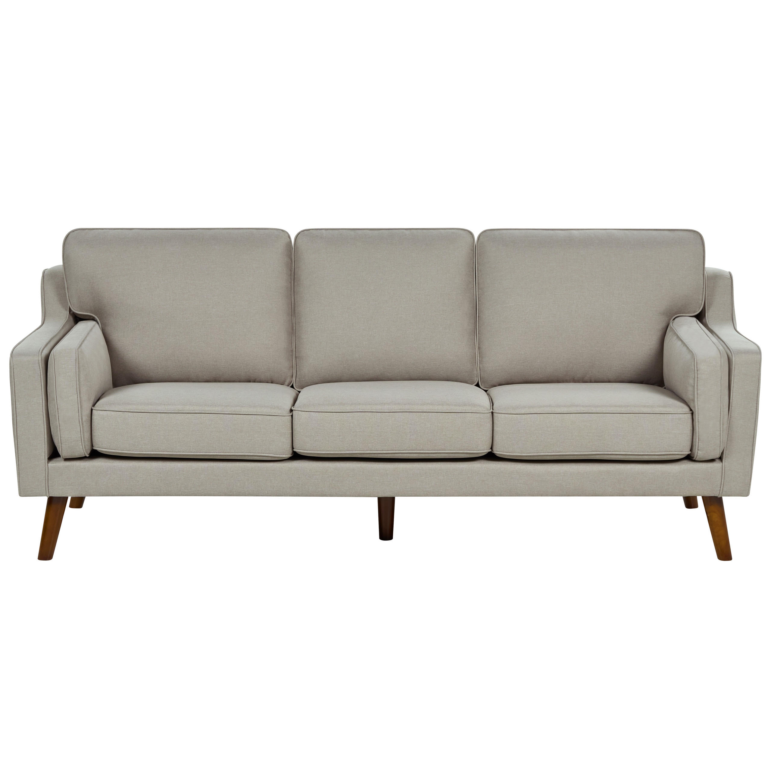 3-SITZER-SOFA beige Lokka - Beige/Dunkelbraun, Textil (204/85/83cm) - Beliani