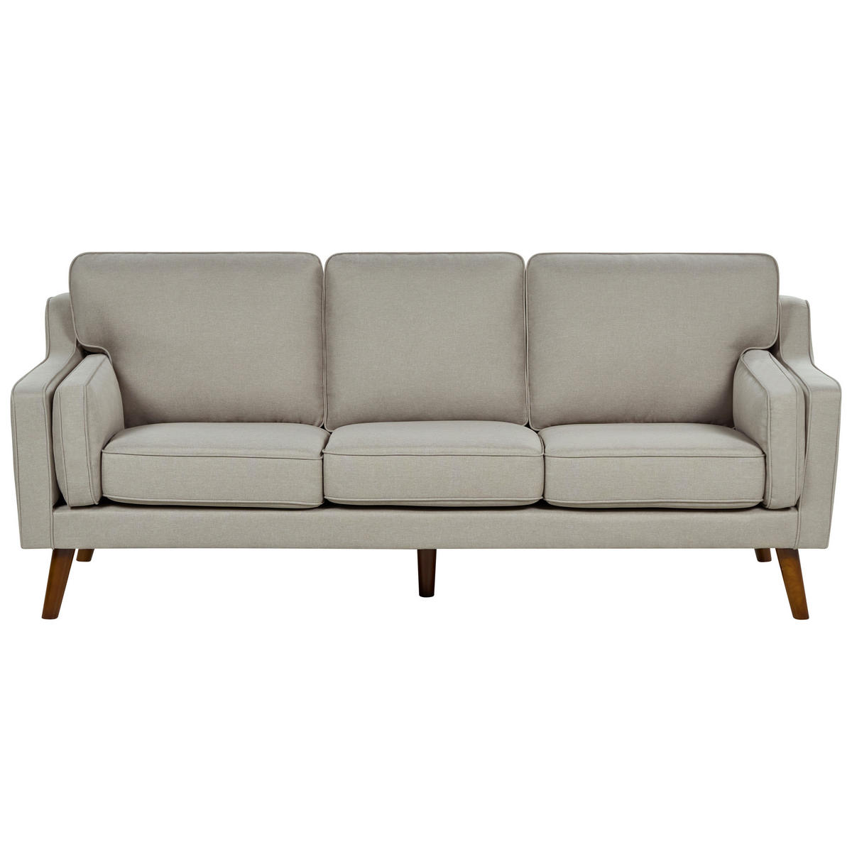 3-SITZER-SOFA beige Lokka - Beige/Dunkelbraun, Textil (204/85/83cm) - Beliani