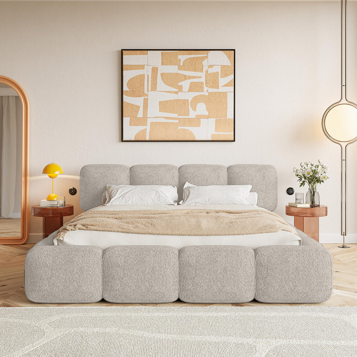 POLSTERBETT BALMONTE 140x200 cm, Beige - Beige, Textil (200/140cm) - Fedve