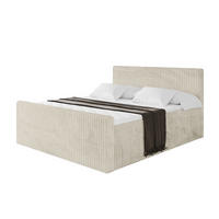 BOXBETT mit Matratze H3 und Lattenrost - TOLO-Z - 140x200 Cord - Creme - Champagner, Holzwerkstoff (140/200cm) - ALTDECOR
