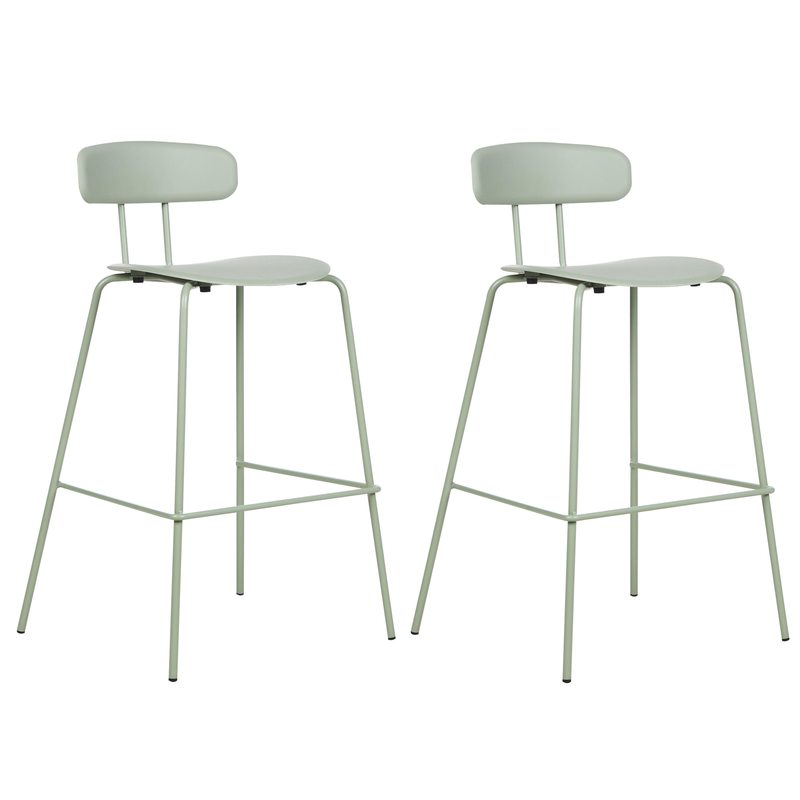 BARSTUHL 2er-Set Kunststoff/Metall hellgrün Sibley - Hellgrün, Kunststoff (53/95/52cm) - Beliani