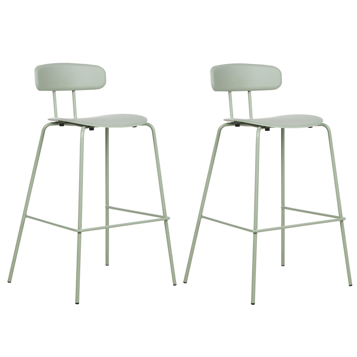 BARSTUHL 2er-Set Kunststoff/Metall hellgrün Sibley - Hellgrün, Kunststoff (53/95/52cm) - Beliani