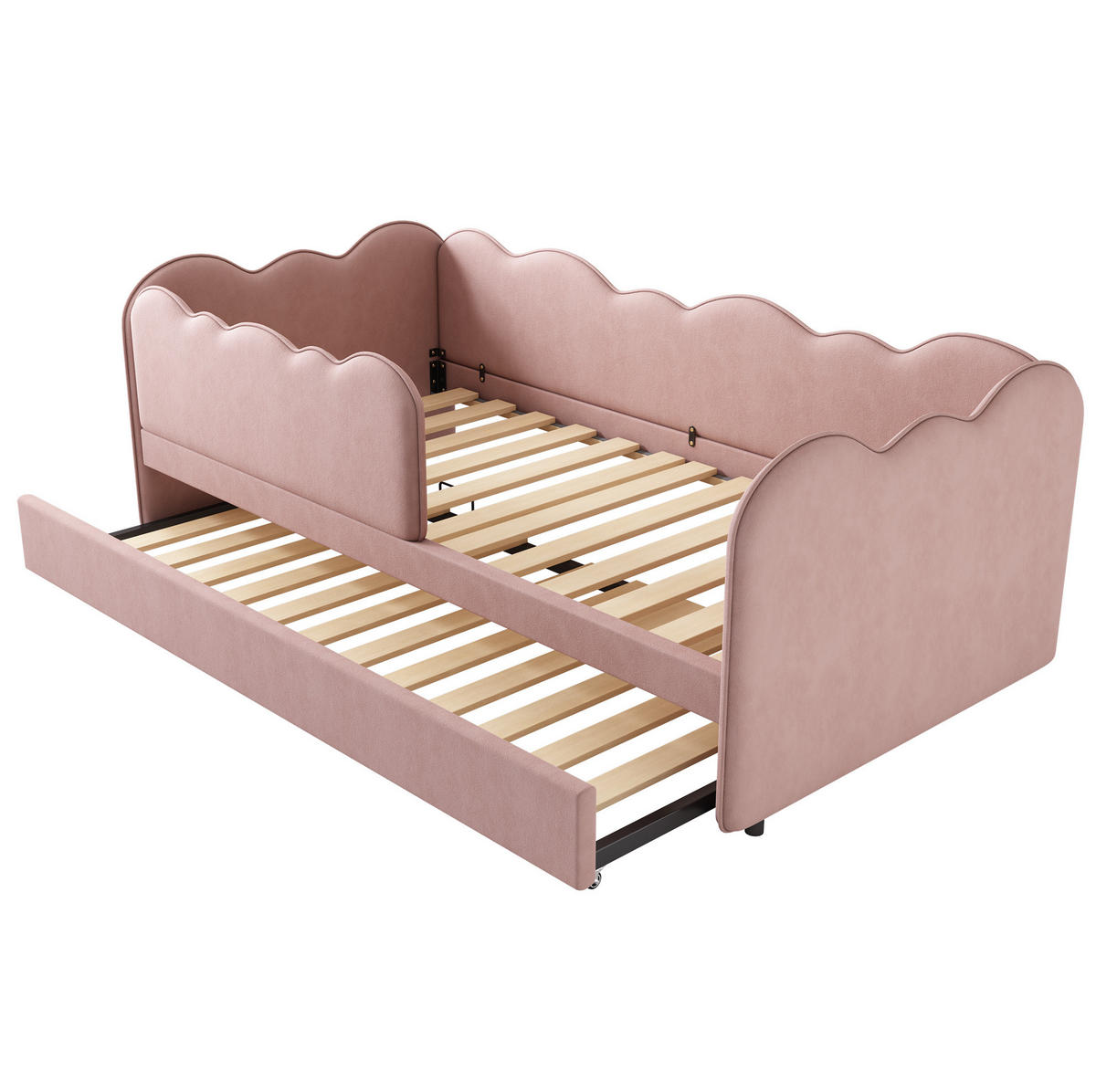 BETT mit Ausziehbett 90x190 cm Samt Rosa - Pink, Holzwerkstoff (90/190cm) - Beauniv