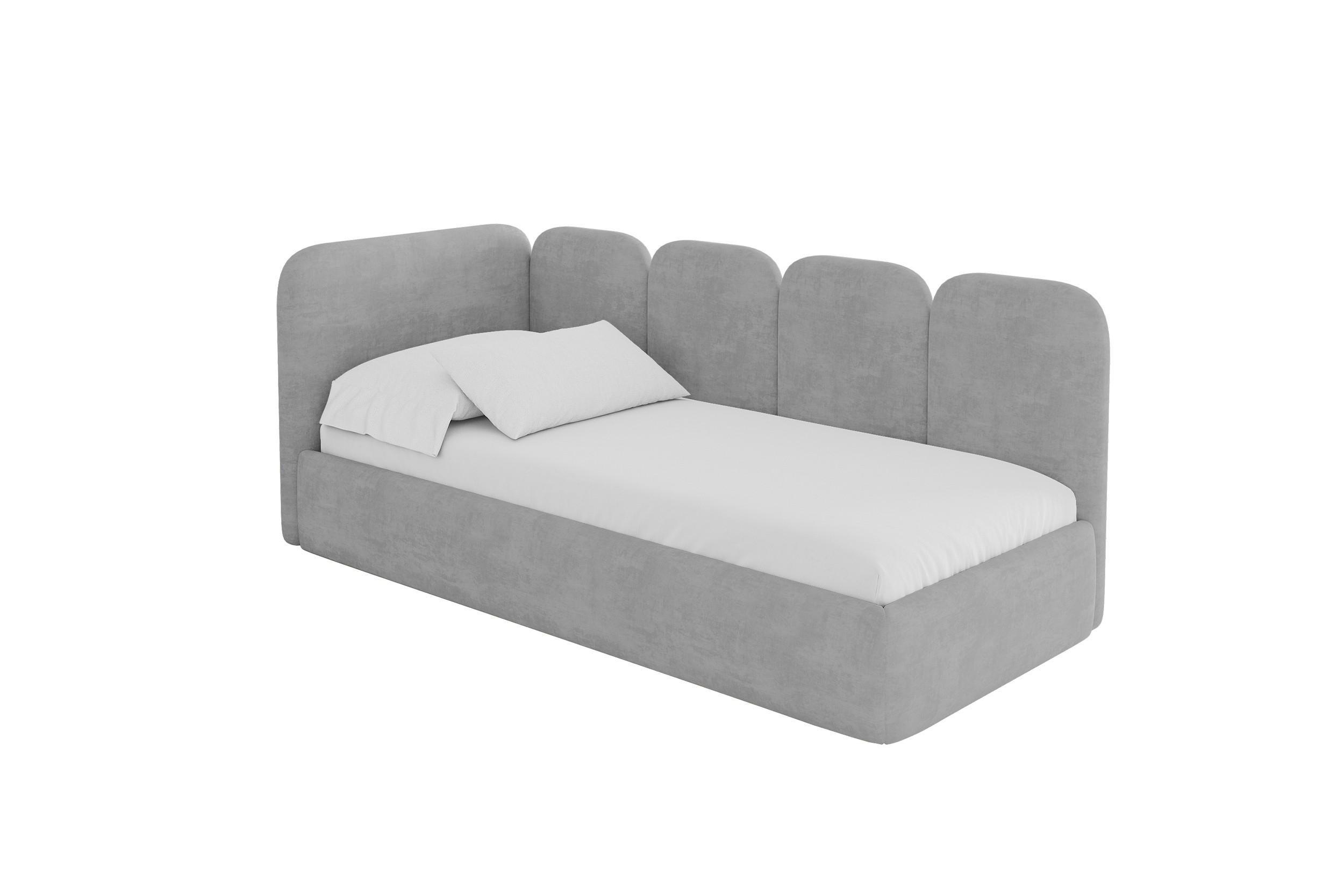 EINZELLBETT Jugendbett mit Bettkasten und Matratze H3/H4, Rechts - VELY 80x200 Grau - Silberfarben, Holzwerkstoff/Textil (80/200cm) - ALTDECOR