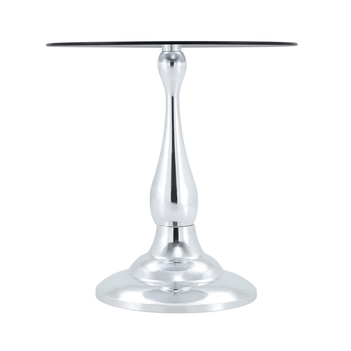 BEISTELLTISCH rund Silber Sicherheitsglas/Metall 50/50/51,5 cm - Silberfarben, Glas/Metall (50/50/51.5cm)