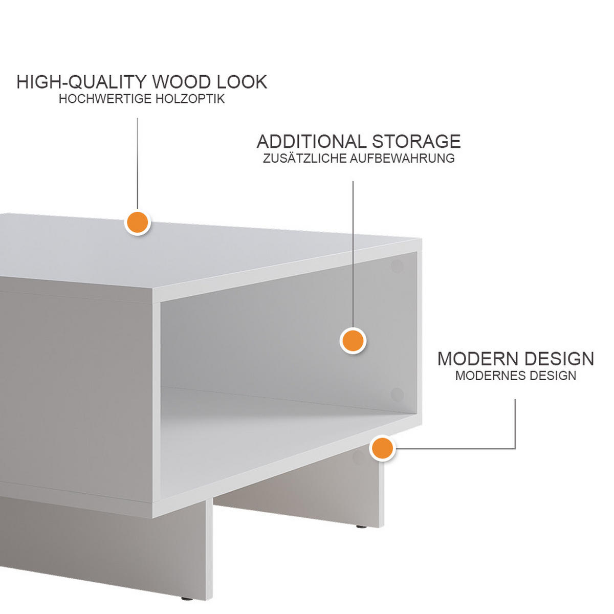 COUCHTISCH Luka Weiß 60 x 60 cm - Weiß, Holzwerkstoff (60/60/32.3cm) - Vicco