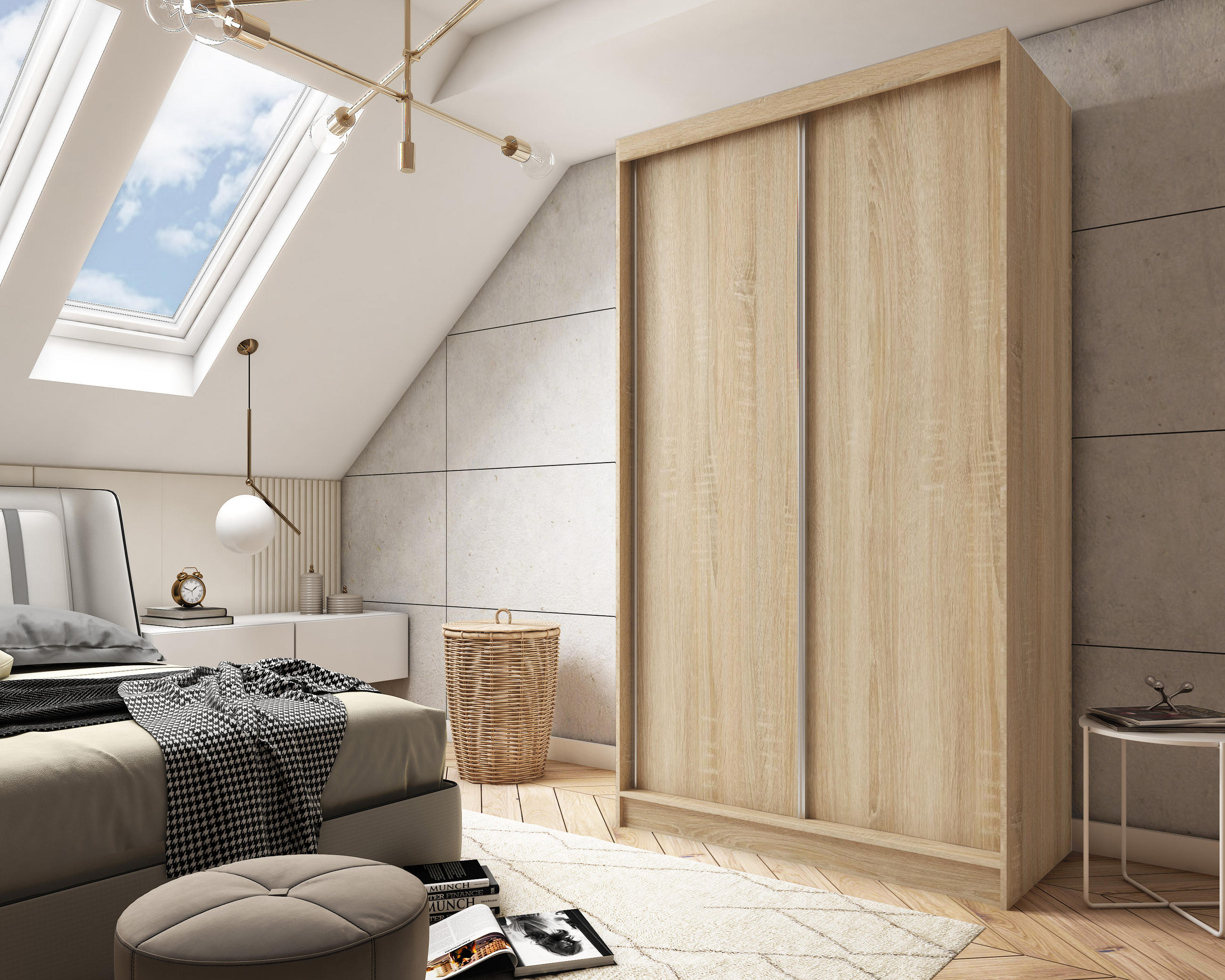 SCHWEBETÜRENSCHRANK SOFIA 120/216/61 cm 2-türig Sonoma Eiche - Sonoma Eiche, Holzwerkstoff (120/216/61cm) - MASSENO