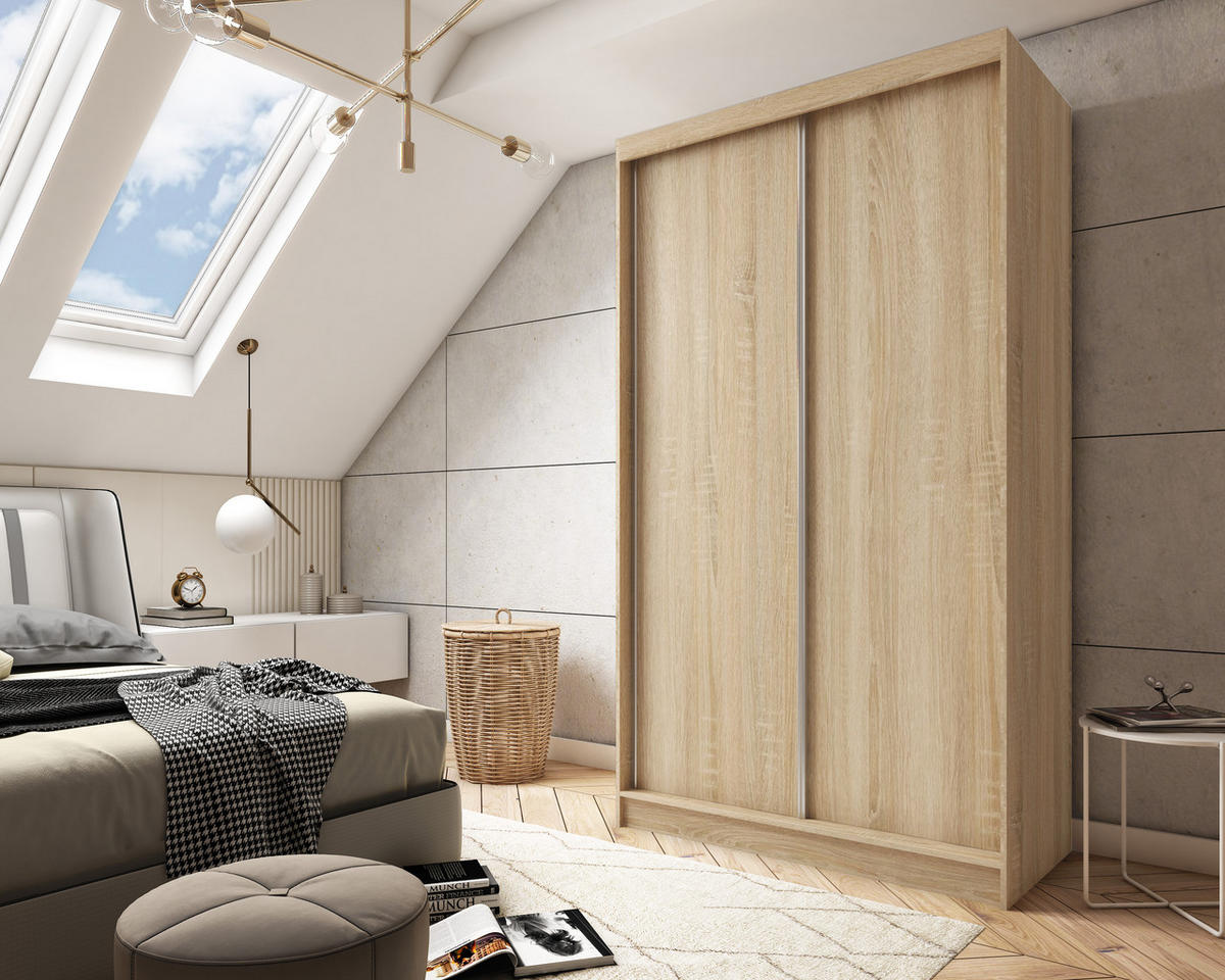 SCHWEBETÜRENSCHRANK SOFIA 120/216/61 cm 2-türig Sonoma Eiche - Sonoma Eiche, Holzwerkstoff (120/216/61cm) - MASSENO