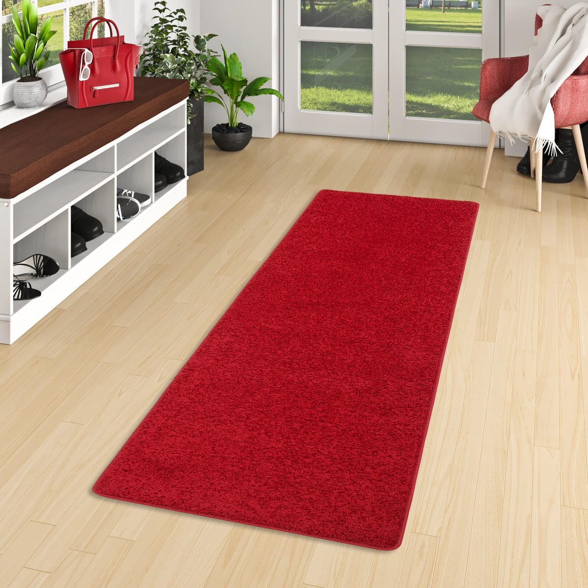HOCHFLOR LANGFLOR TEPPICH LÄUFER COTTAGE - Rot, Textil (100/300cm) - Snapstyle