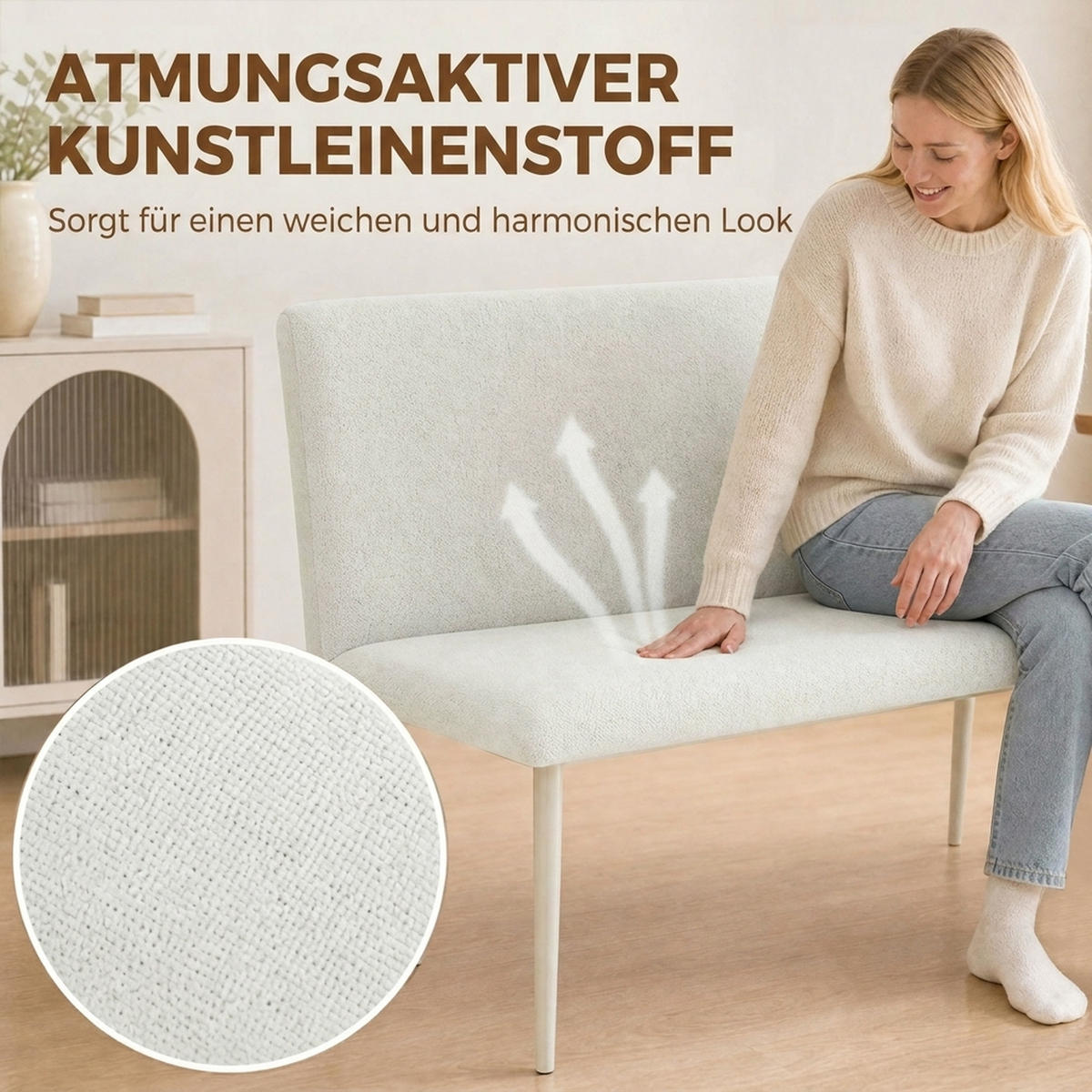 ESSZIMMERSTUHL Stoff in Leinenoptik Beige - Beige, Textil/Metall (61.5/85/120cm) - HOMCOM