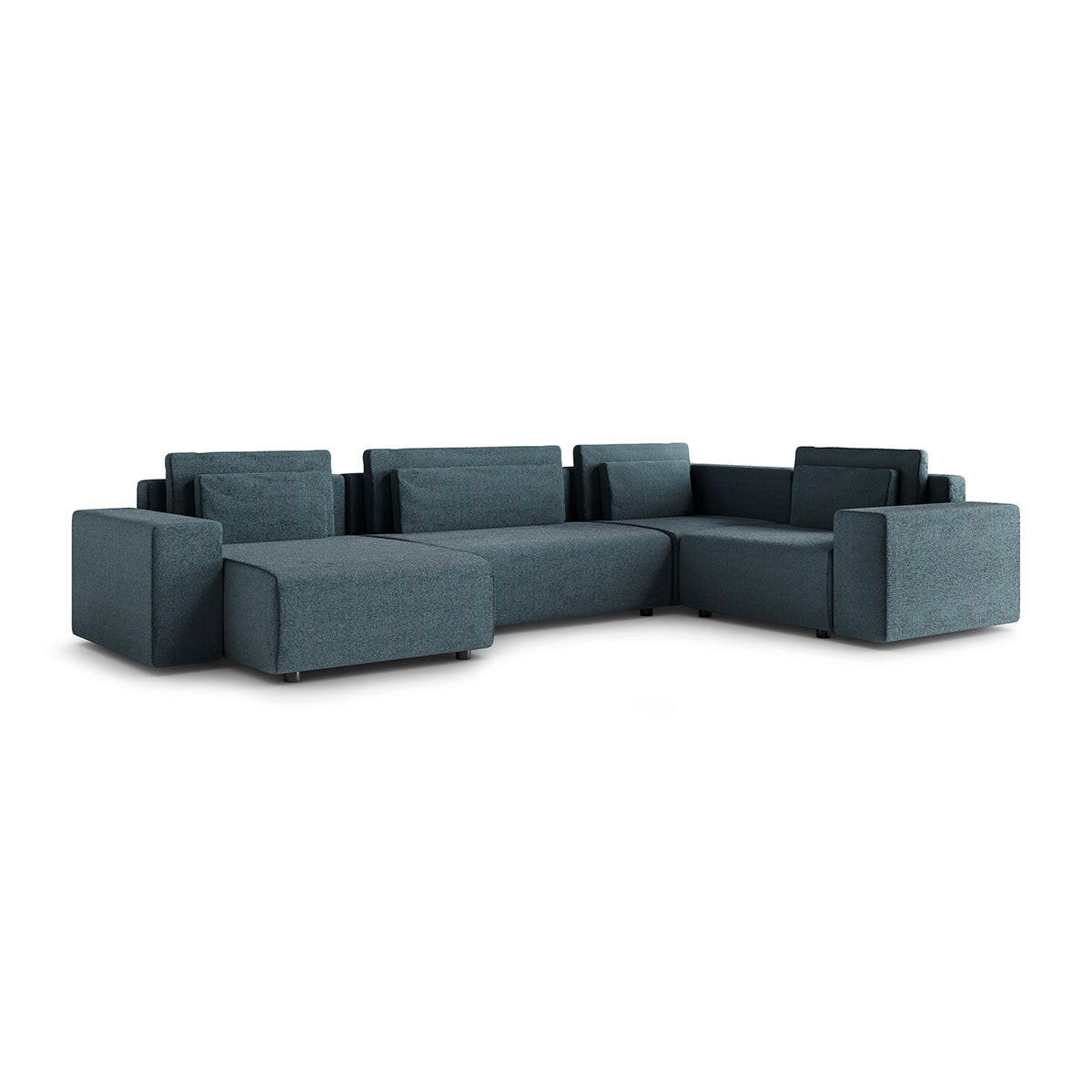 PANORAMASOFA Lorenzo 5 Sitzplätze Dunkelgrau - Grau, Holz (378/85/236cm) - Petits-meubles