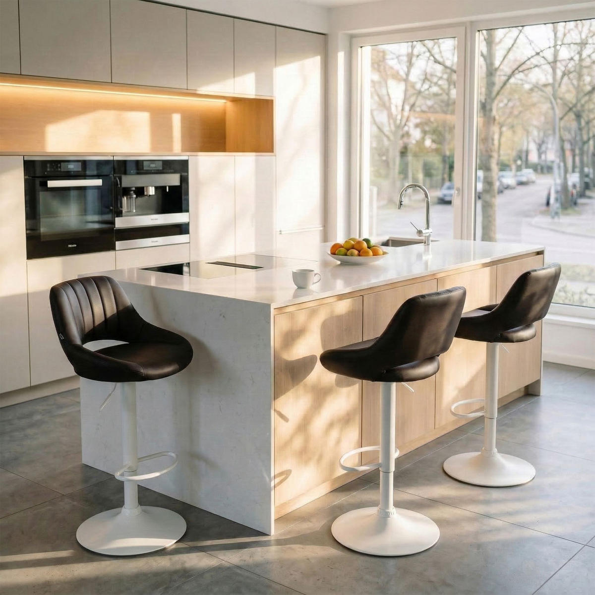 BARHOCKER Lederlook Braun - Weiß/Braun, Textil/Metall (47/85/48cm) - CLP