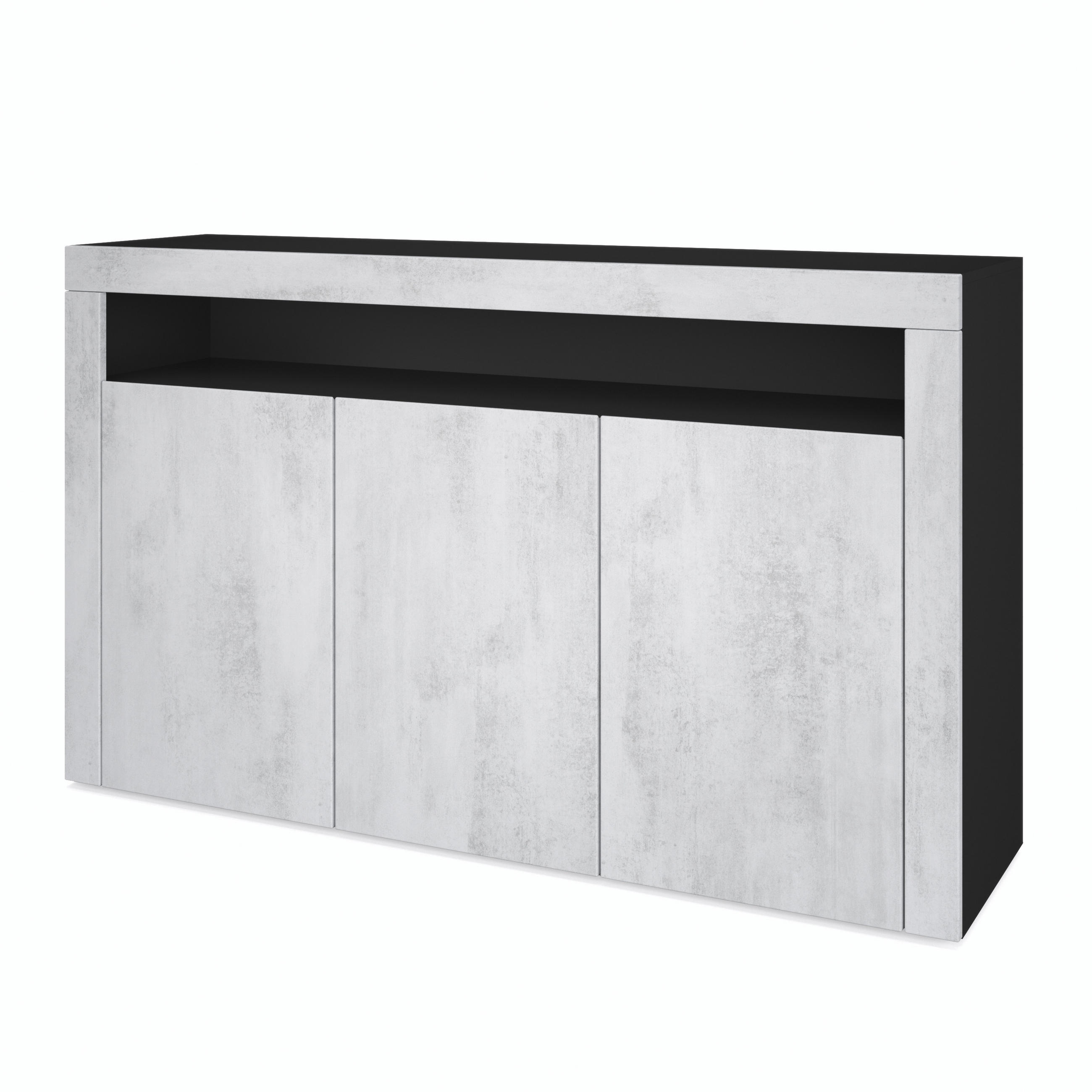 SIDEBOARD Valencia Beton Oxid Optik/ Beton Oxid Optik - Hellgrau, Holzwerkstoff (155/92/40cm) - Vladon