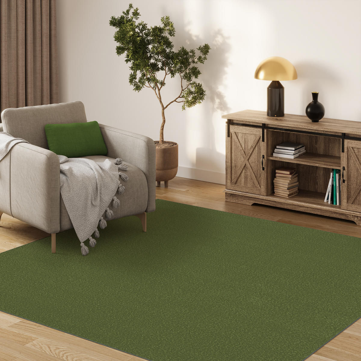 TEPPICH MONO SQUARE Grün 200/200 cm - Grün, Kunststoff (200/200cm) - Tapiso