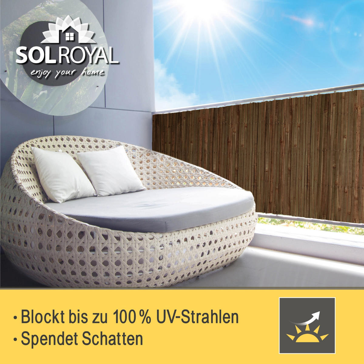 SICHTSCHUTZZAUN SolVision B55 200/600 cm Bambus Braun - Braun, Naturmaterialien (600/200cm) - Sol Royal