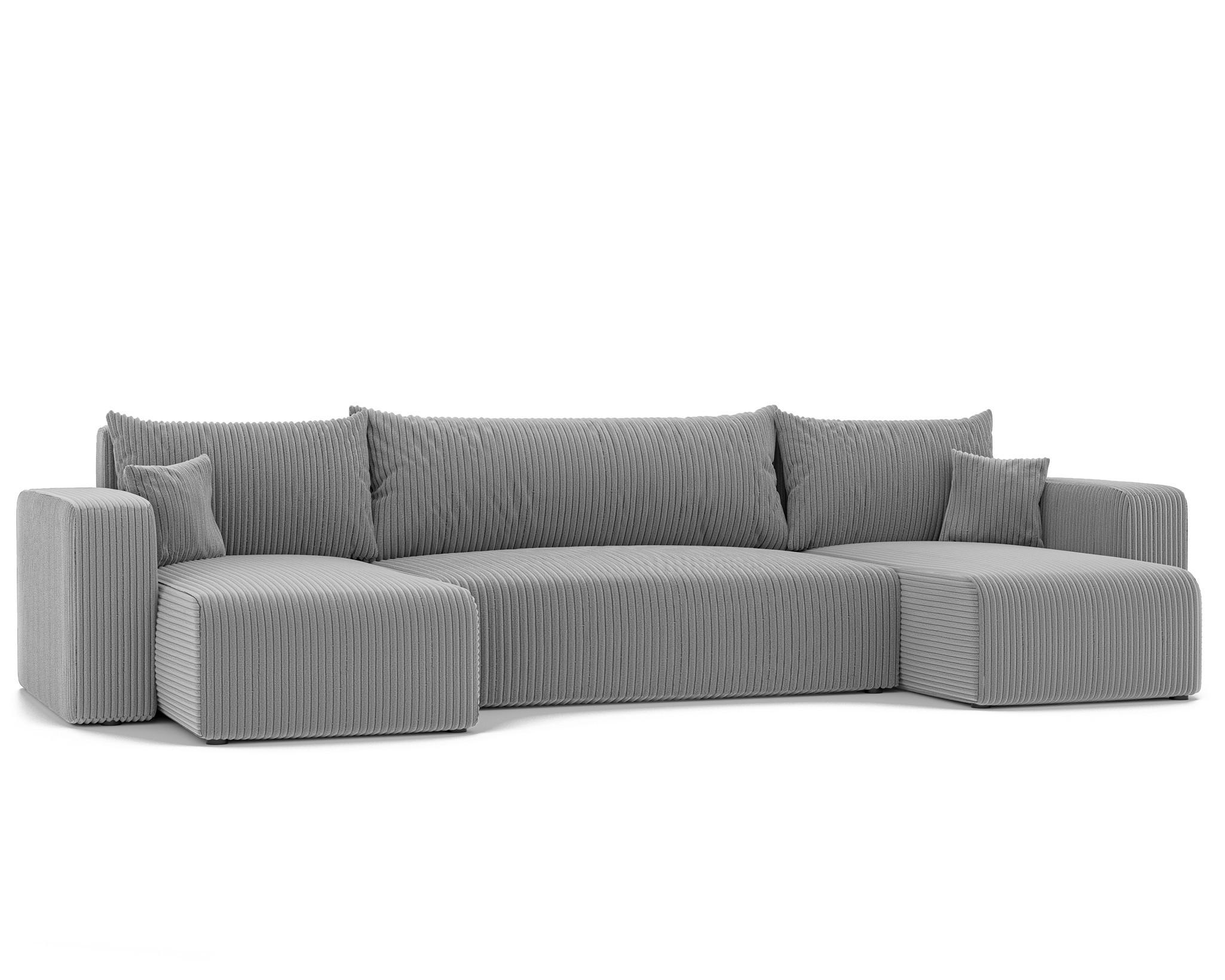 WOHNLANDSCHAFT Luna Mit Schlaffunktion - Hellgrau, Holzwerkstoff/Textil (318/79/145cm) - Fun Möbel