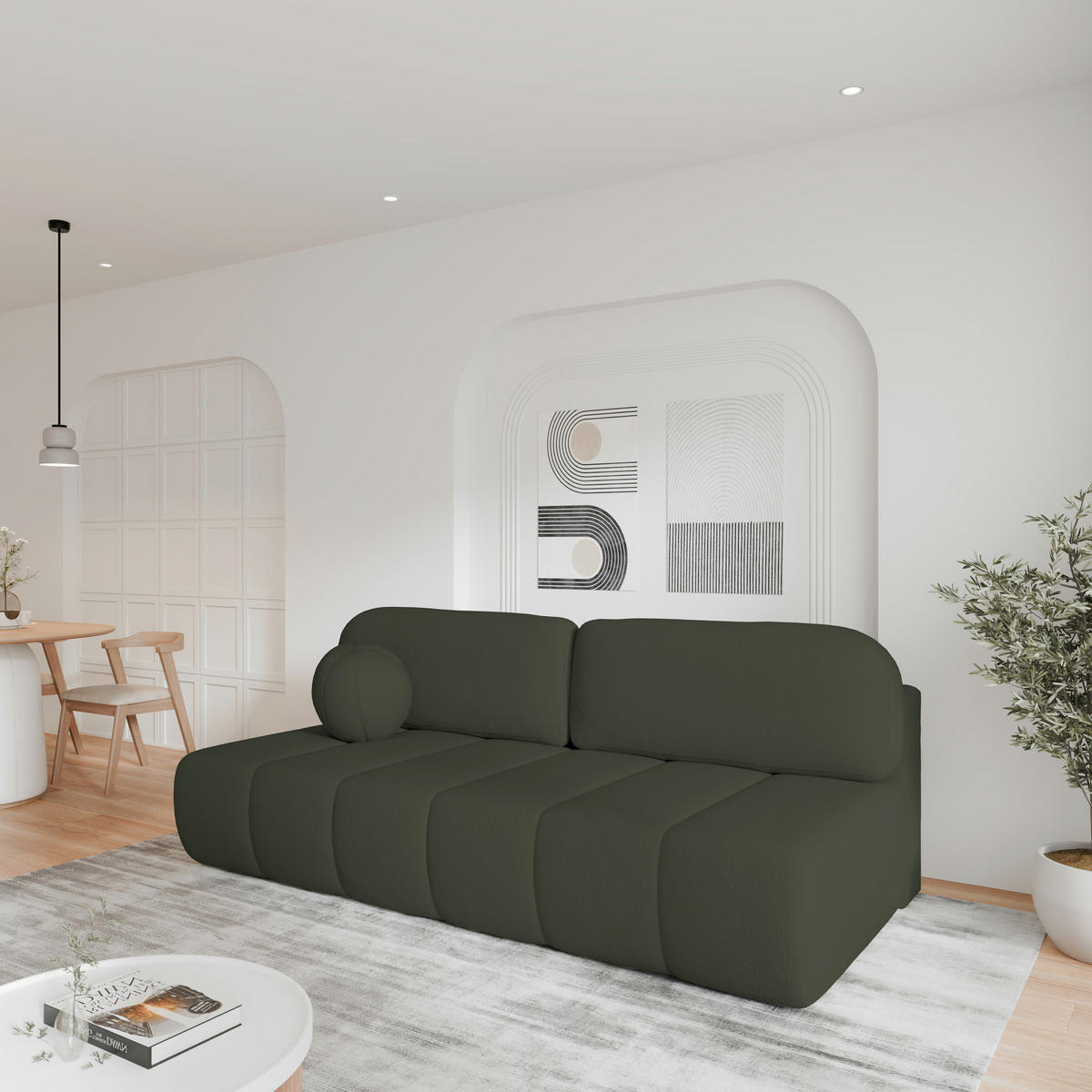 SCHLAFSOFA - Fluffy - Dunkelgrün (Arena 12) - Dunkelgrün, Holz (210/88/104cm) - Möblo