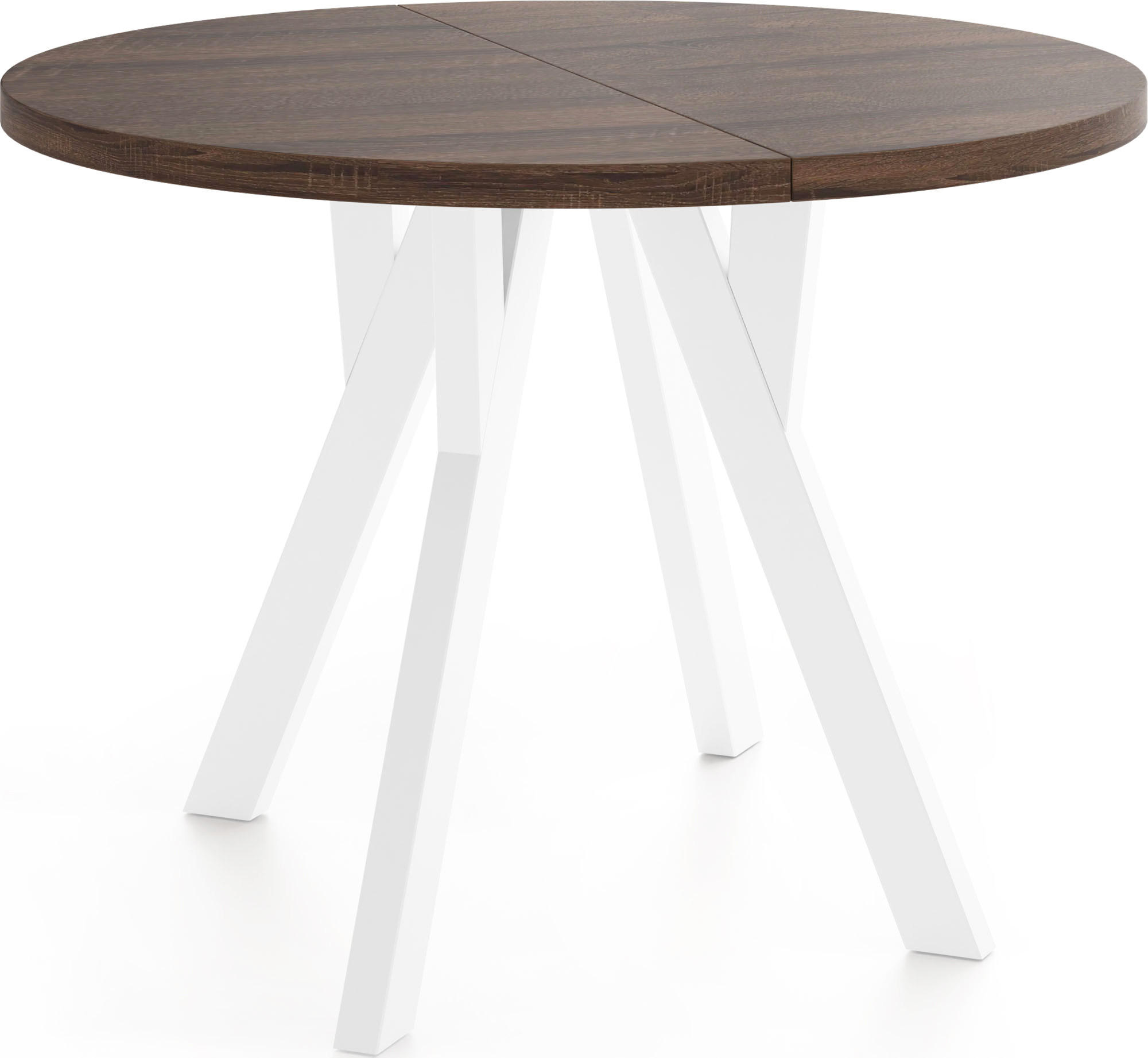 ESSTISCH Avero White runder ausziehbarer, Eiche Sonoma dunkelbraun 100-140/100/77 cm - Eichefarben/Weiß, Holz/Holzwerkstoff (100/100/77cm) - WFL GROUP