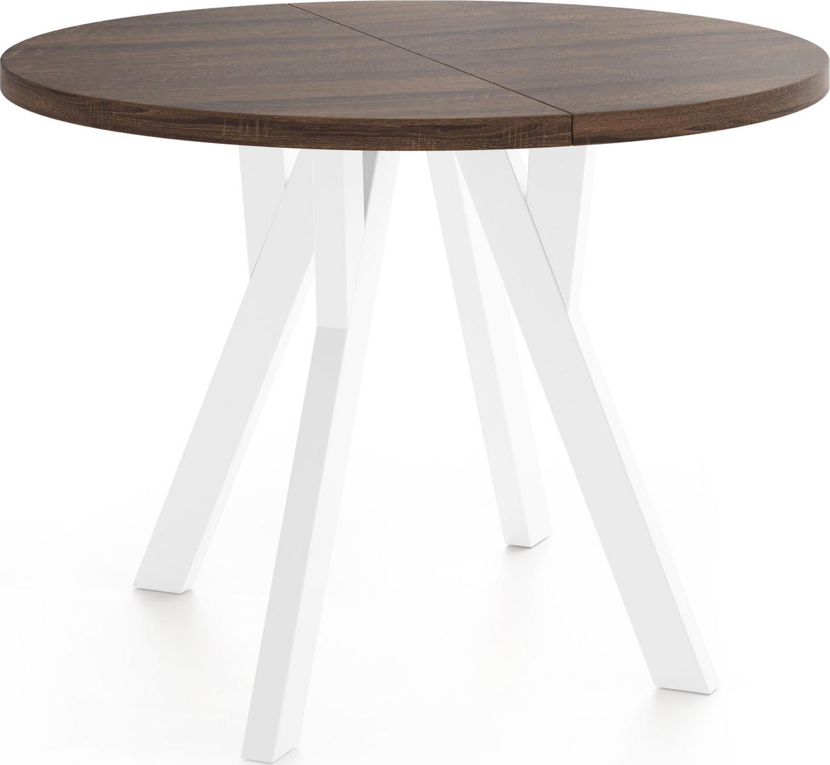 ESSTISCH Avero White runder ausziehbarer, Eiche Sonoma dunkelbraun 80-160/80/77 cm - Eichefarben/Weiß, Holz/Holzwerkstoff (80/80/77cm) - WFL GROUP