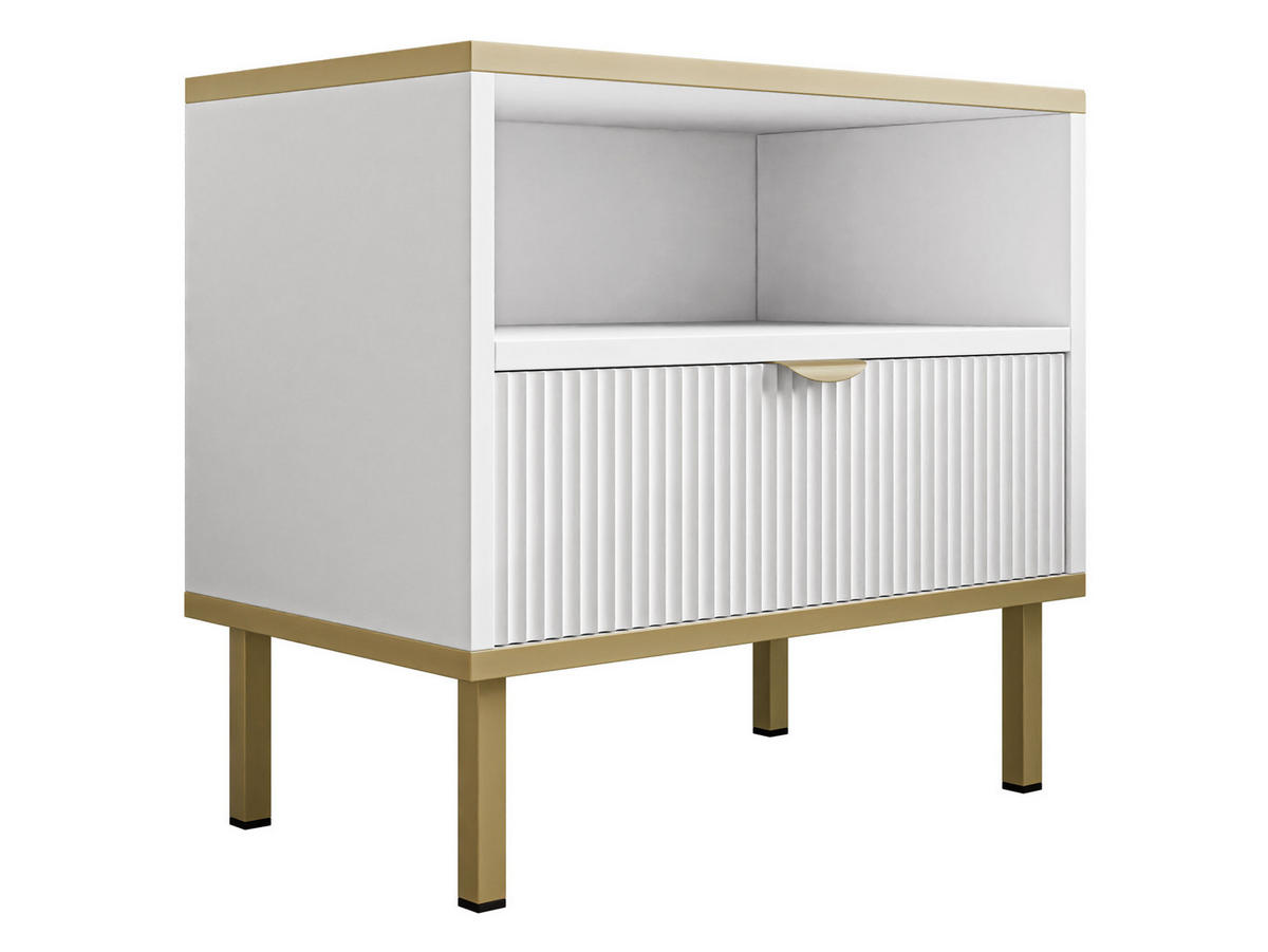 NACHTTISCH Werkoz 1S - Goldfarben/Weiß, Holzwerkstoff/Metall (50/46/30cm) - MIRJAN24