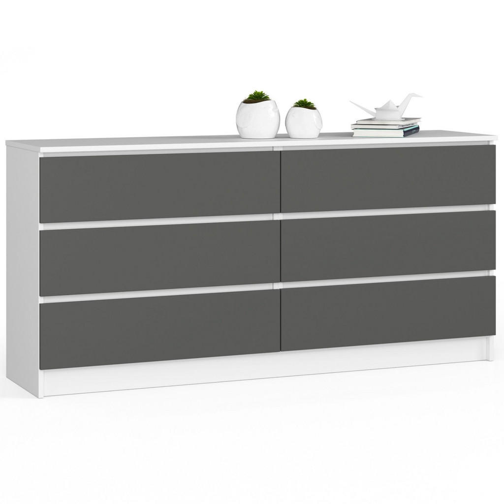 RAUMHIRSCH FURNITURE KOMODA bílá, grafitově šedá 77/160/40