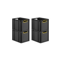 EUROBOX 4x NextGen Color 32x30x40 cm 30 Liter Griffe gelb offen, Schwarz - Gelb/Schwarz, Kunststoff (30/32/40cm) - PROREGAL
