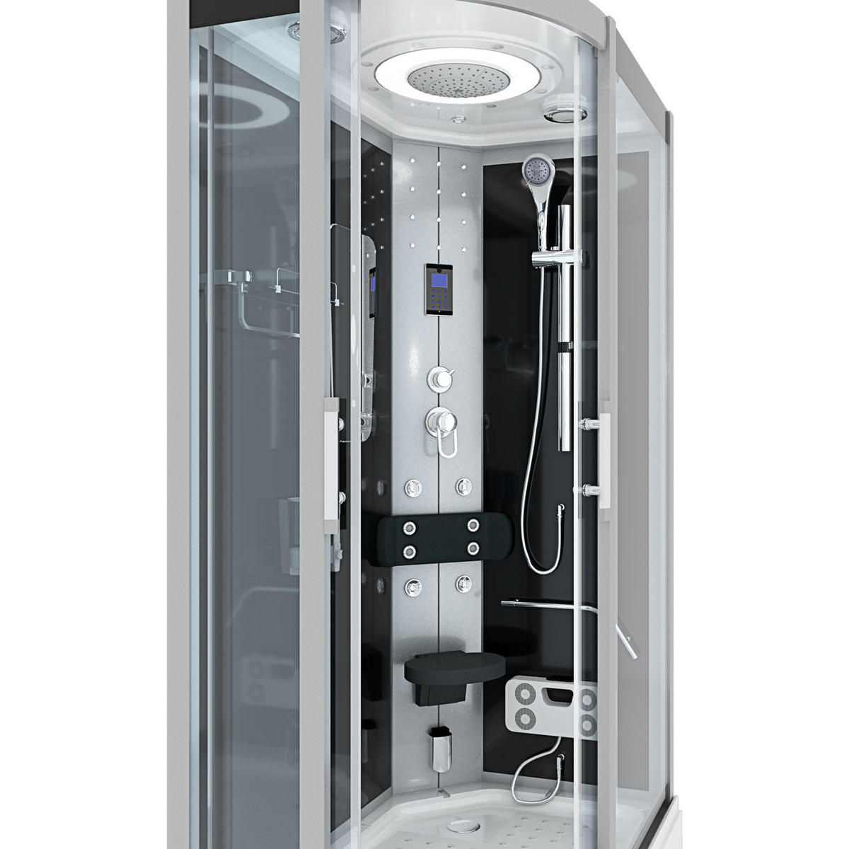 DUSCHE DampfduscheD60-73T3L-EC sw 120x80 - Schwarz, Glas/Kunststoff (120/80/215cm) - AcquaVapore by Sandra Jentho