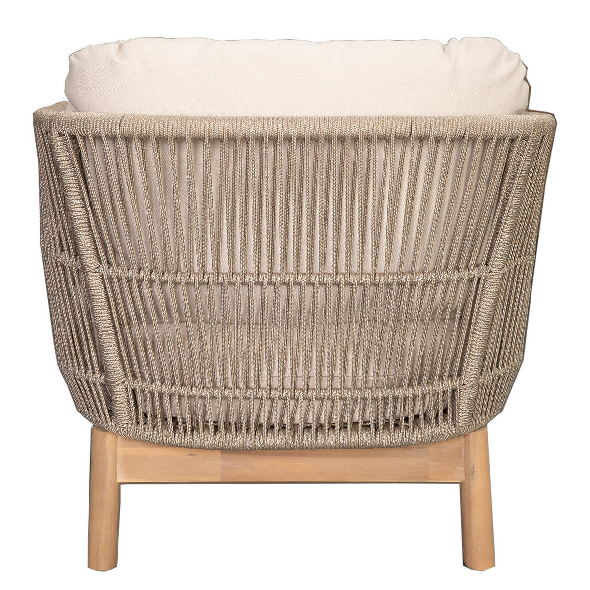 LOUNGESET - Akazie massiv / Polyester - Braun / Beige - 4-teilig - Beige/Braun, Holz/Naturmaterialen - home24