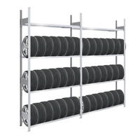 REIFENREGAL TIRE PRO 2er-Set für insgesamt 48 Reifen 4 Ebenen 150kg Fachlast pro Ebene Verzinkt - Silberfarben, Metall (300/250/43cm) - PROREGAL