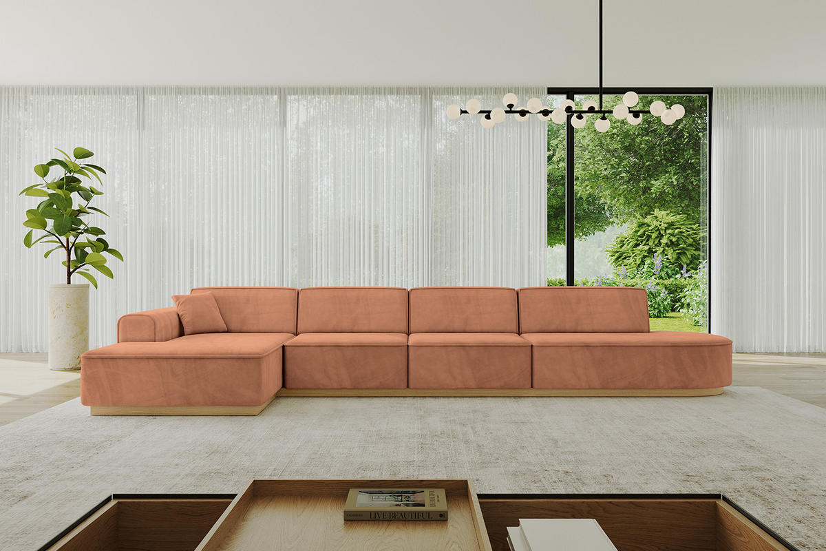 ECKSOFA Ottomane Links IREA-L3-v2 - 413x171x83 cm Koralle - Koralle, Holzwerkstoff/Textil (413/171cm) - ALTDECOR