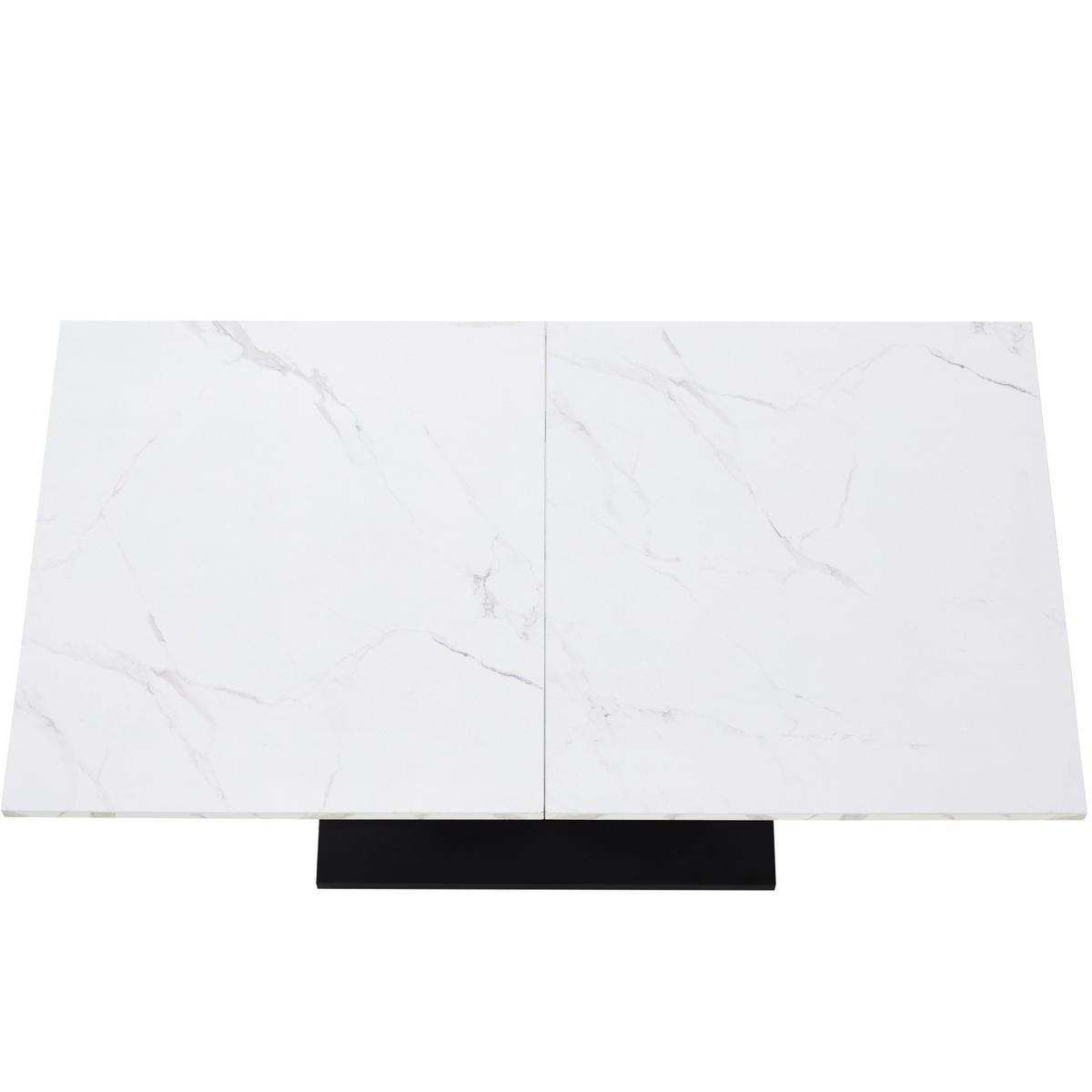 JÍDELNÍ stůl 140/75/75,5 cm bílá/černá z MDF a kovu s mramorovým dekorem a nastavitelnými nožkami - bílá, kompozitní dřevo (140/75/75.5cm) - OKWISH