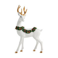 DEKOFIGUR Wreathdeerio, weiß, 47.5 x 10.5 x 29 cm, Dekorative Weihnachtsdeko - Weiß, Kunststoff (10.5/47.5/29cm) - home&you